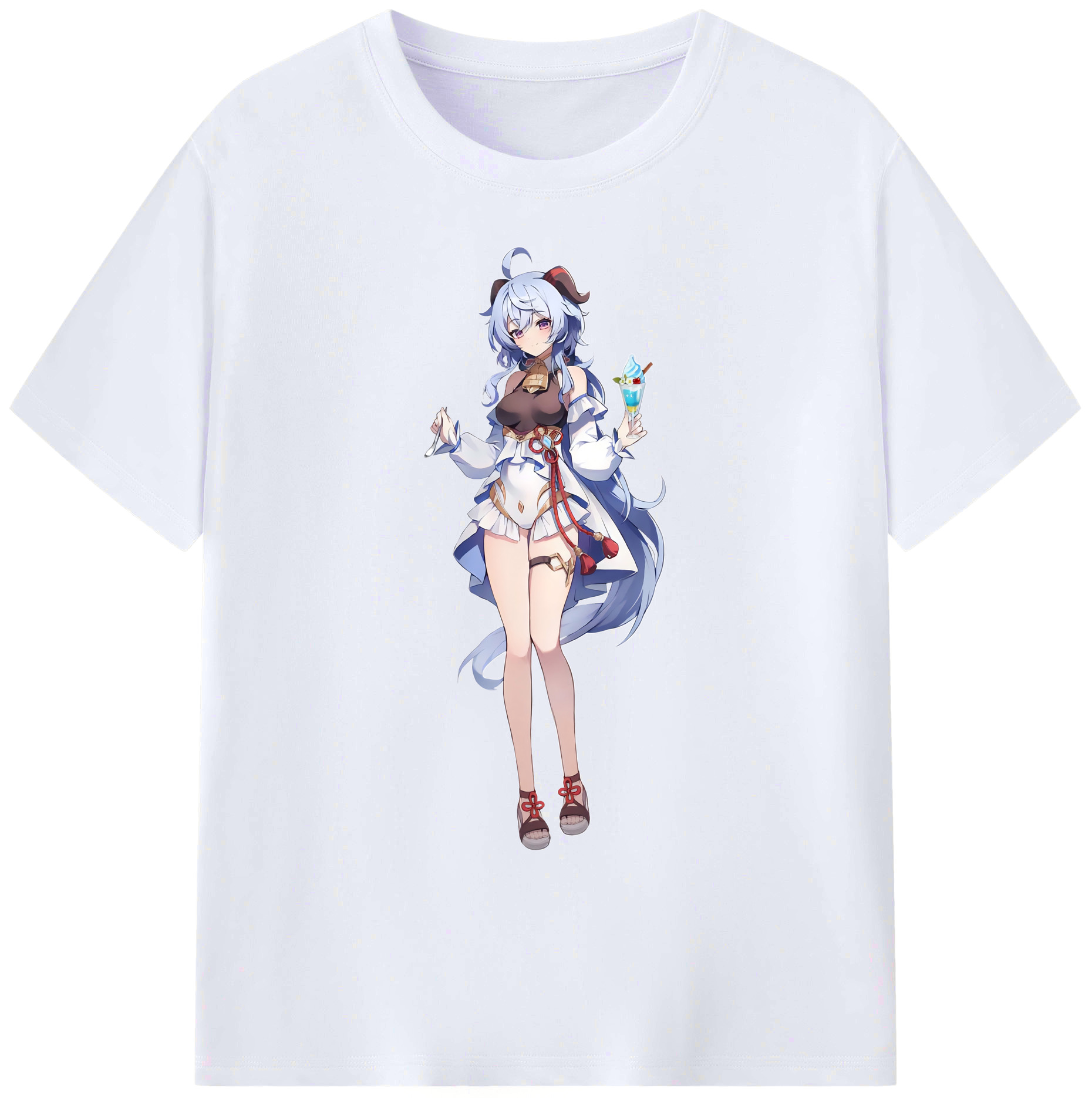 げんし神 甘雨 かんう genshin Ganyu 綿100％ メンズ半袖Tシャツ｜肌触りやわらか＆通気性