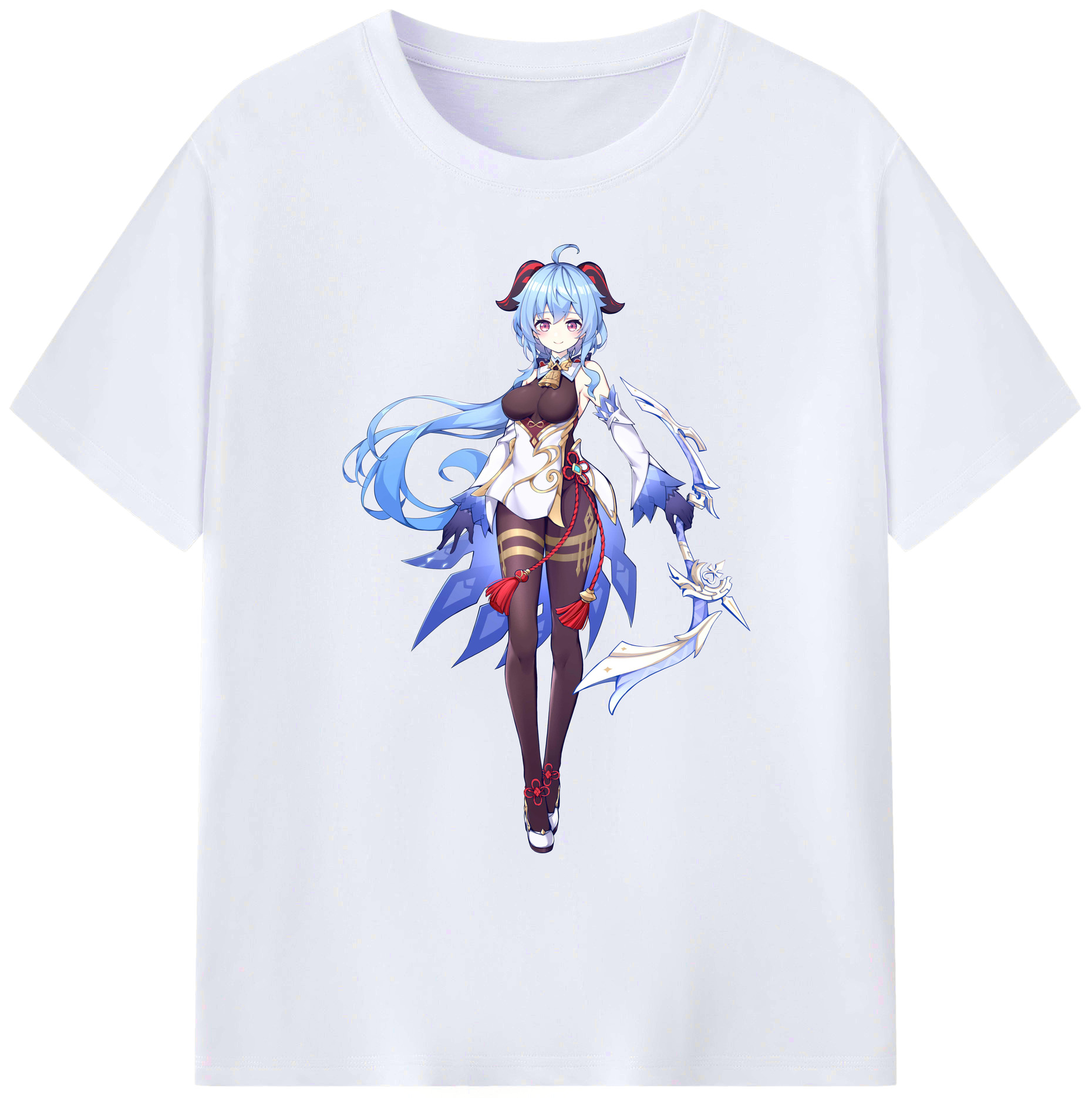 げんし神 甘雨 かんう genshin Ganyu 綿100％ メンズ半袖Tシャツ｜肌触りやわらか＆通気性