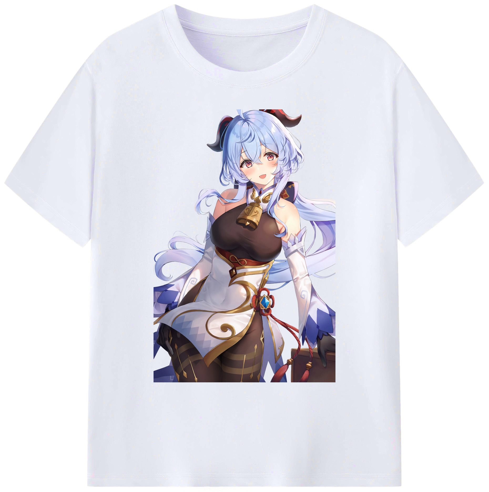 げんし神 甘雨 かんう genshin Ganyu 綿100％ メンズ半袖Tシャツ｜肌触りやわらか＆通気性