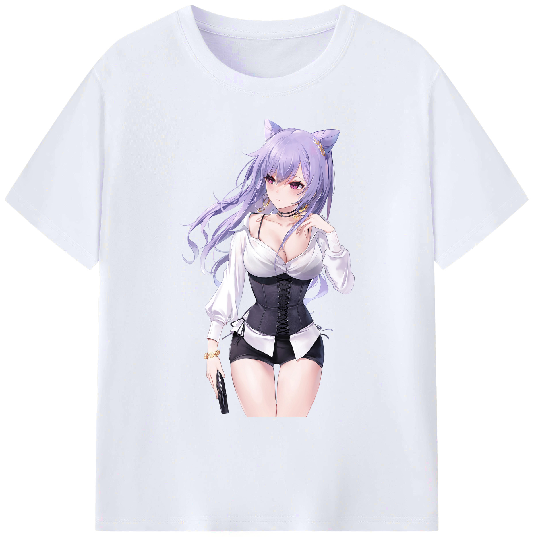 げんし神 刻晴 こくせい genshin Kokusei 綿100％ メンズ半袖Tシャツ｜肌触りやわらか＆通気性