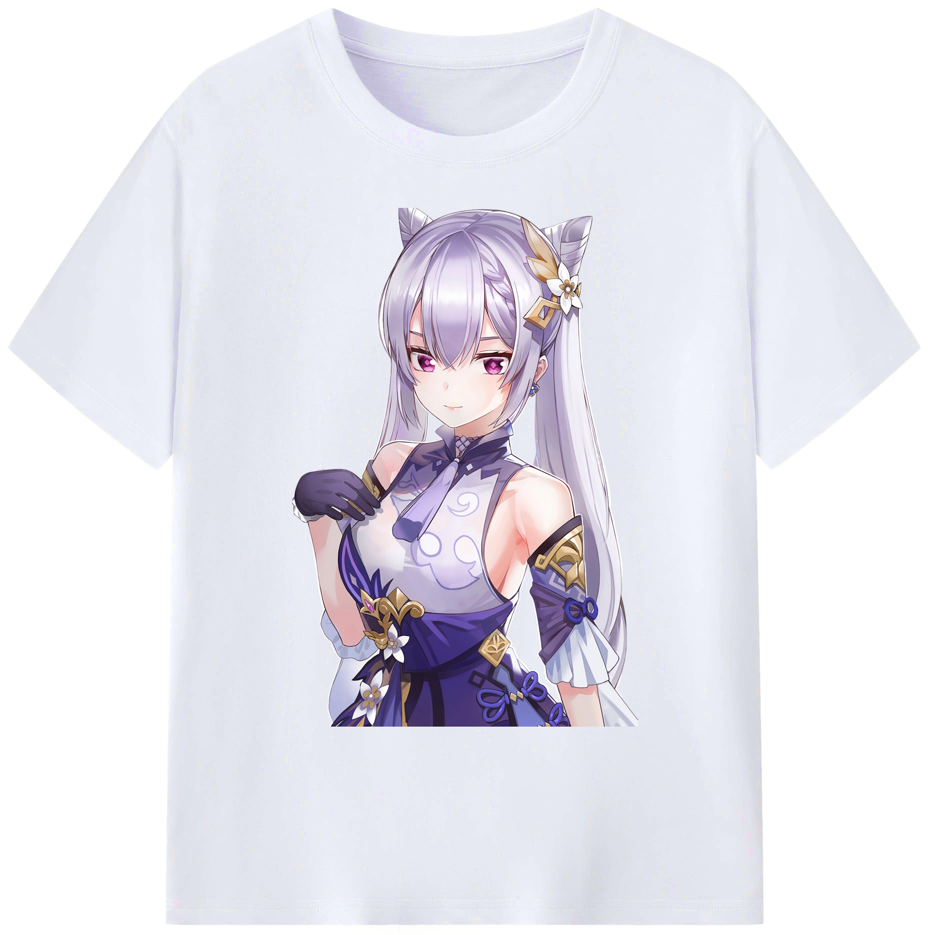 げんし神 刻晴 こくせい genshin Kokusei 綿100％ メンズ半袖Tシャツ｜肌触りやわらか＆通気性