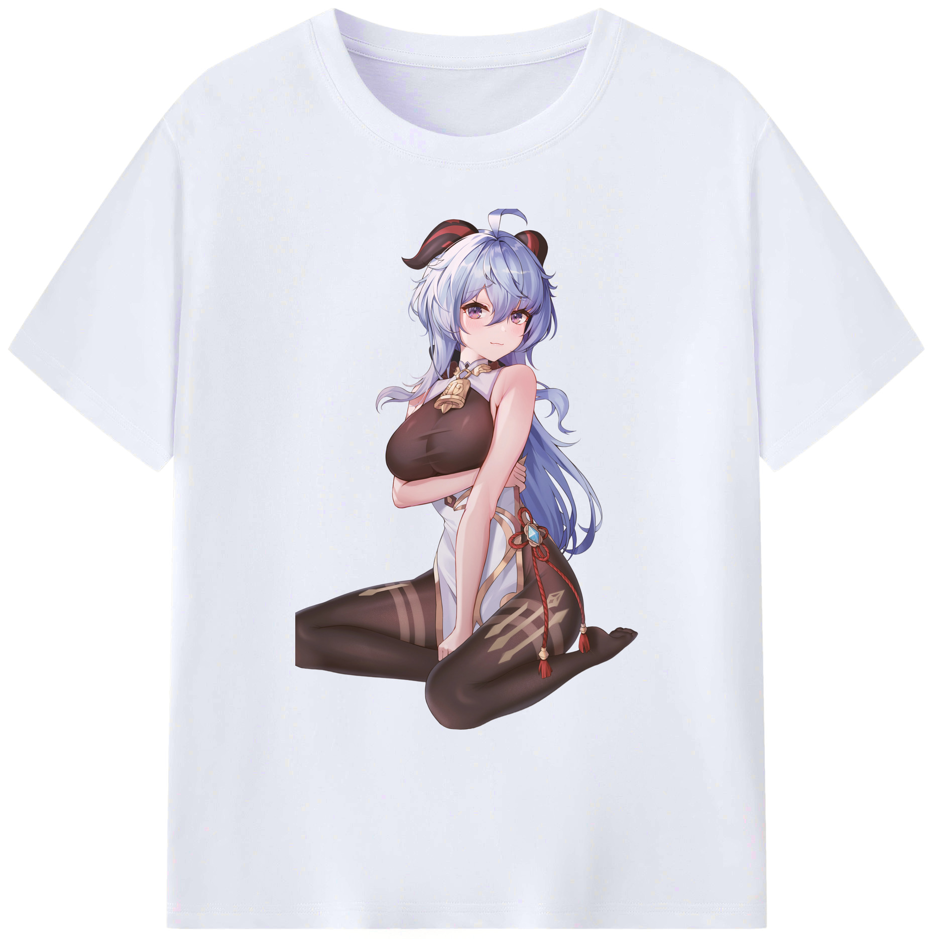 げんし神 甘雨 かんう genshin Ganyu 綿100％ メンズ半袖Tシャツ｜肌触りやわらか＆通気性