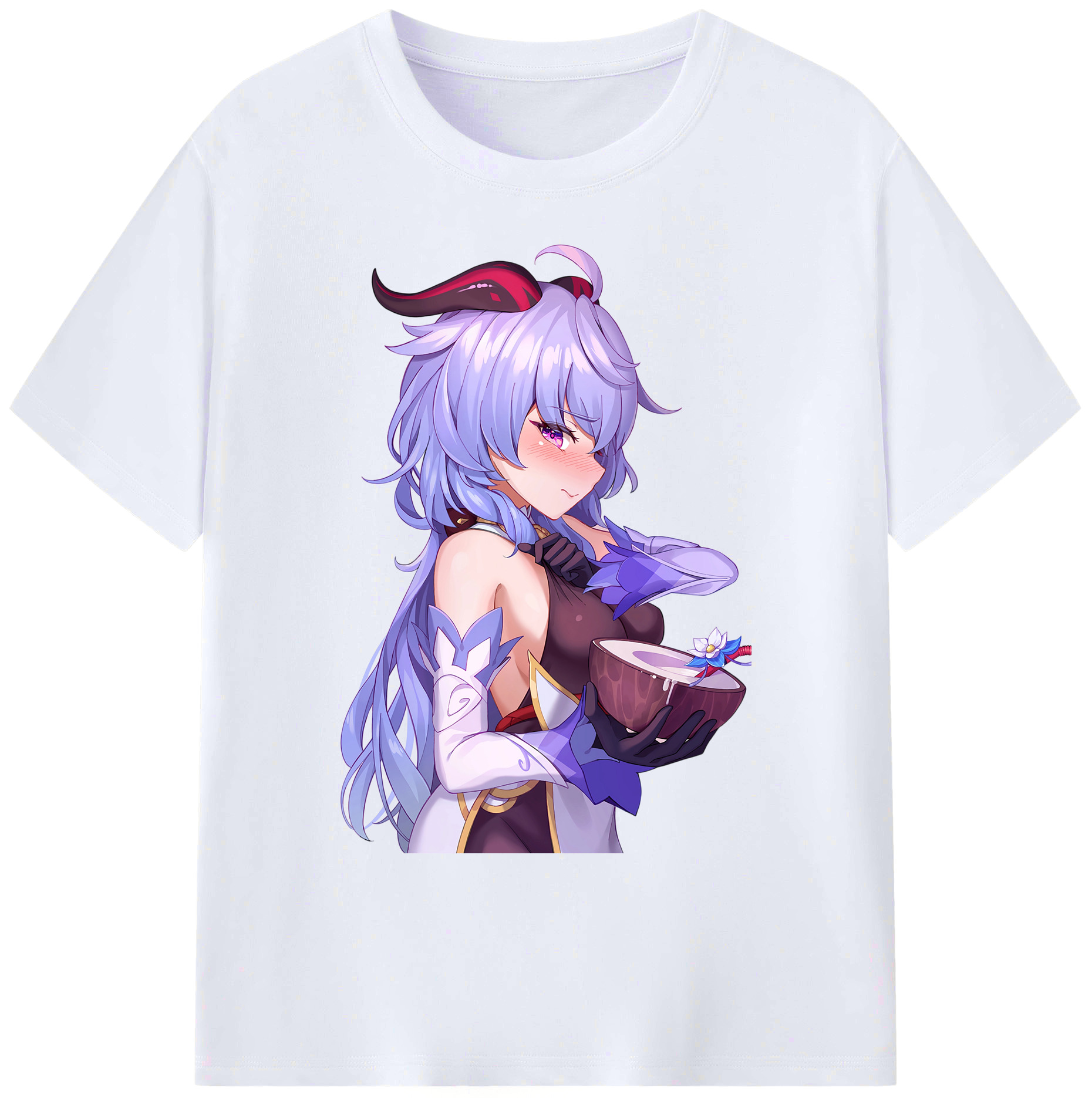 げんし神 甘雨 かんう genshin Ganyu 綿100％ メンズ半袖Tシャツ｜肌触りやわらか＆通気性
