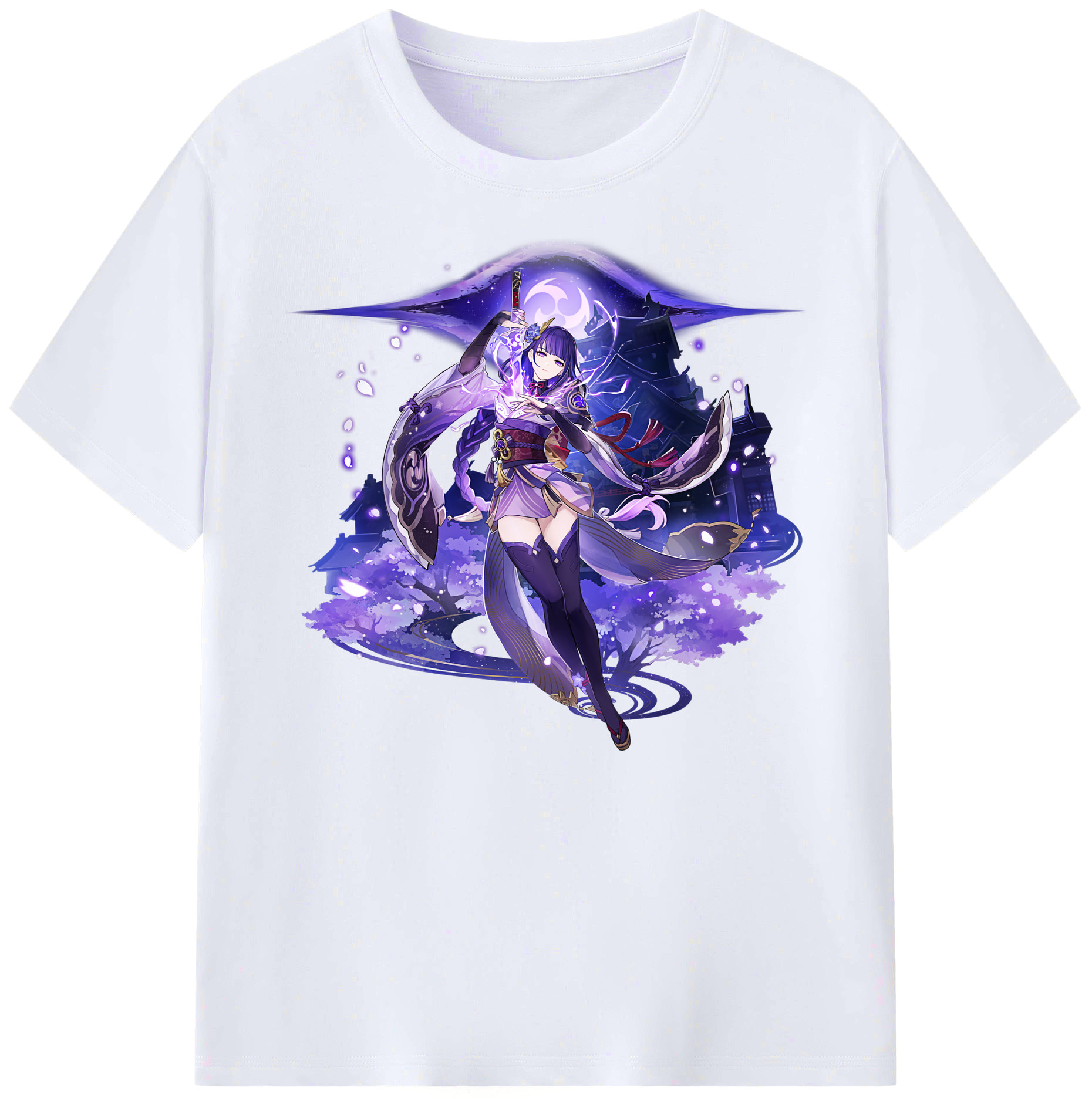 げんし神 雷電将軍 らいでんしょうぐん genshin Raiden Shogun 綿100％ メンズ半袖Tシャツ｜肌触りやわらか＆通気性