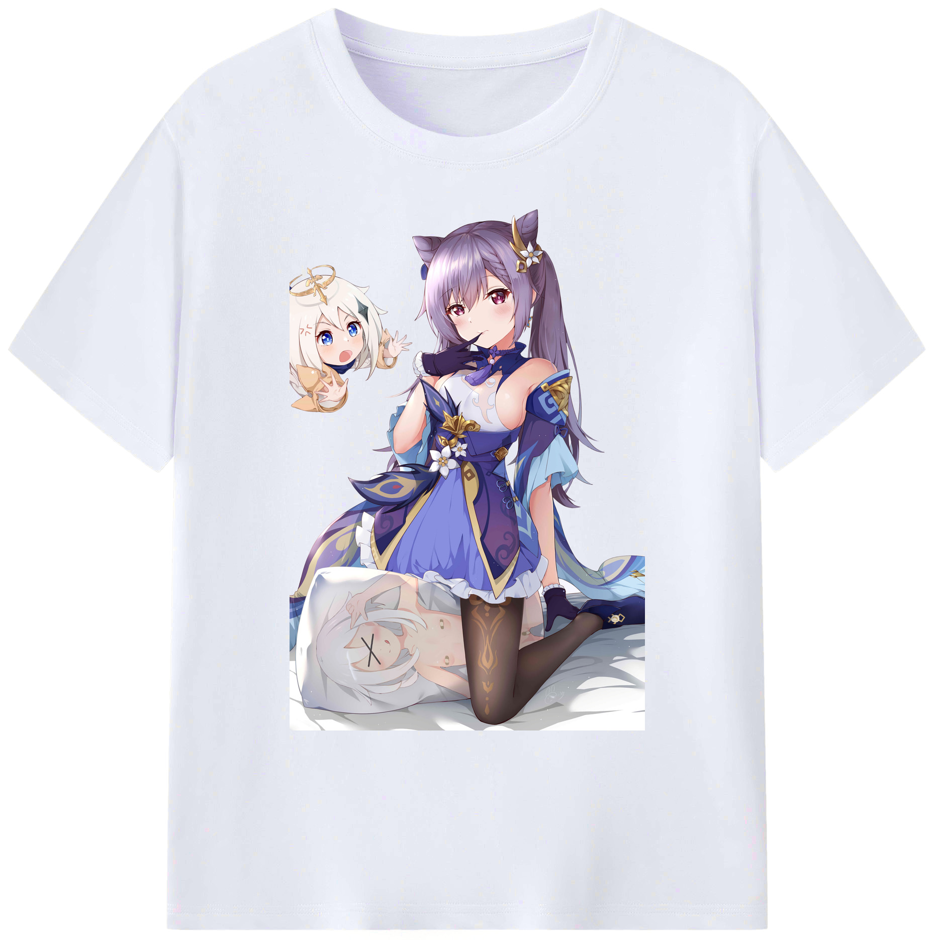 げんし神 刻晴 こくせい genshin Kokusei 綿100％ メンズ半袖Tシャツ｜肌触りやわらか＆通気性