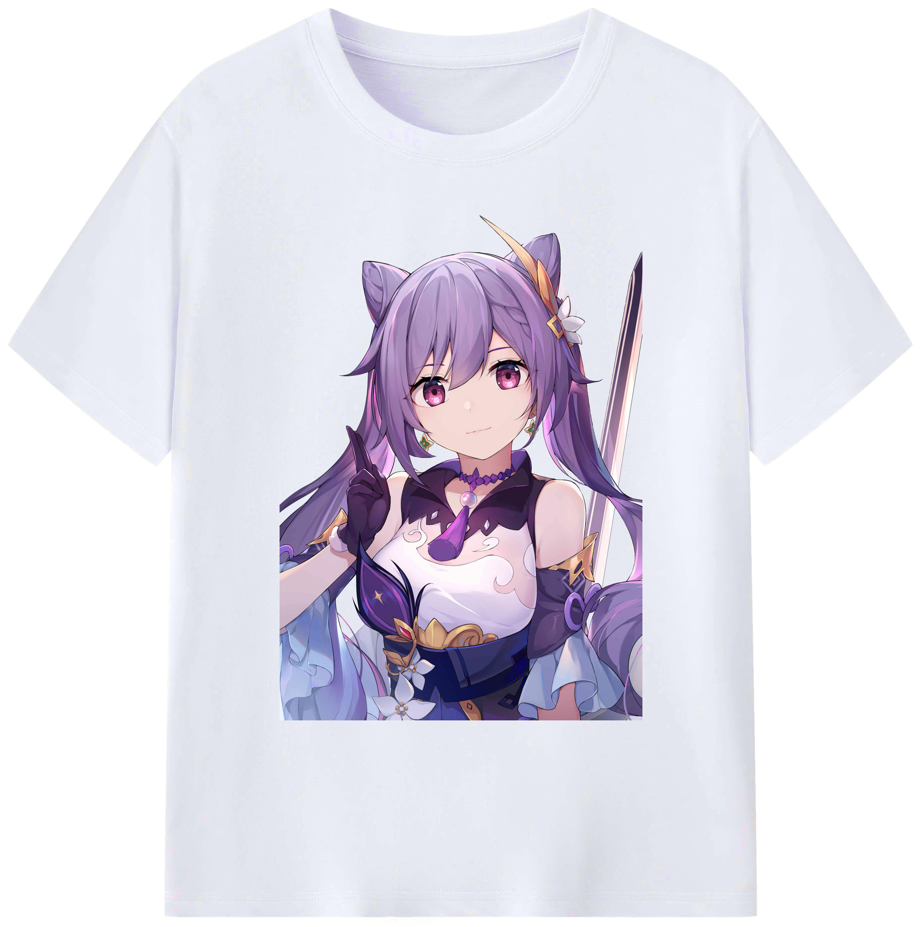 げんし神 刻晴 こくせい genshin Kokusei 綿100％ メンズ半袖Tシャツ｜肌触りやわらか＆通気性
