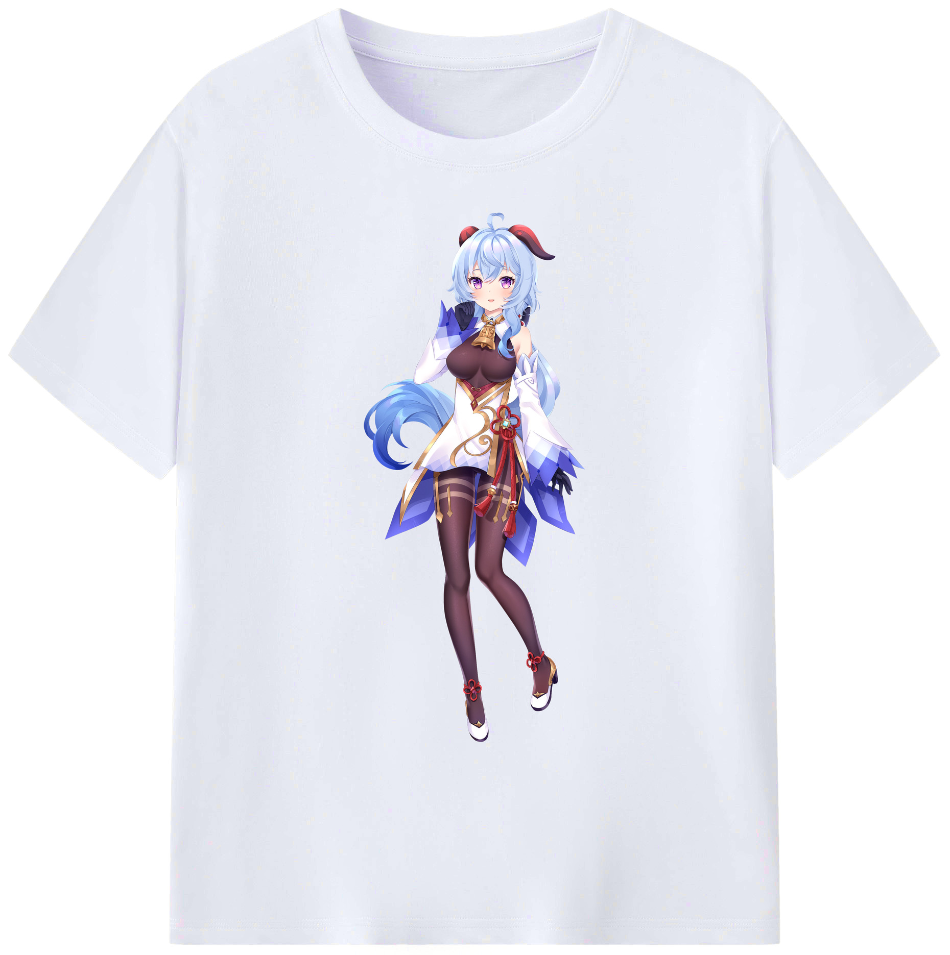げんし神 甘雨 かんう genshin Ganyu 綿100％ メンズ半袖Tシャツ｜肌触りやわらか＆通気性