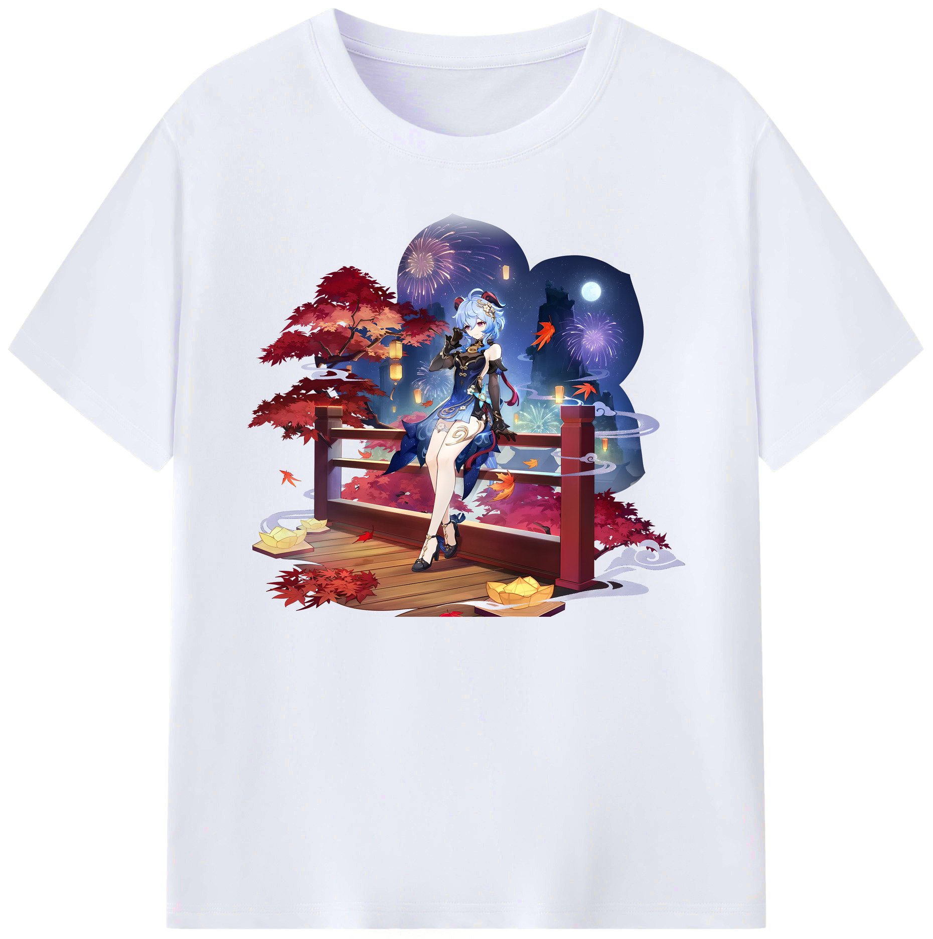 げんし神 甘雨 かんう genshin Ganyu 綿100％ メンズ半袖Tシャツ｜肌触りやわらか＆通気性