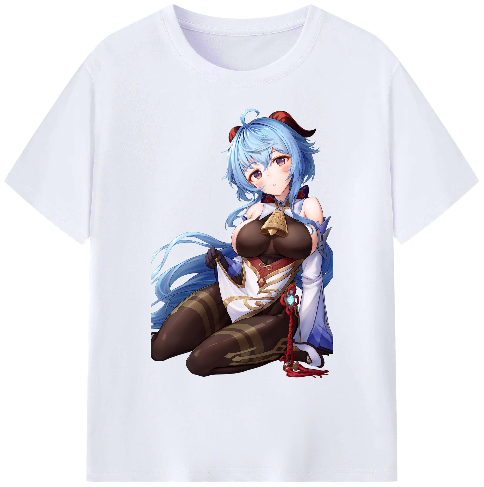 げんし神 甘雨 かんう genshin Ganyu 綿100％ メンズ半袖Tシャツ｜肌触りやわらか＆通気性