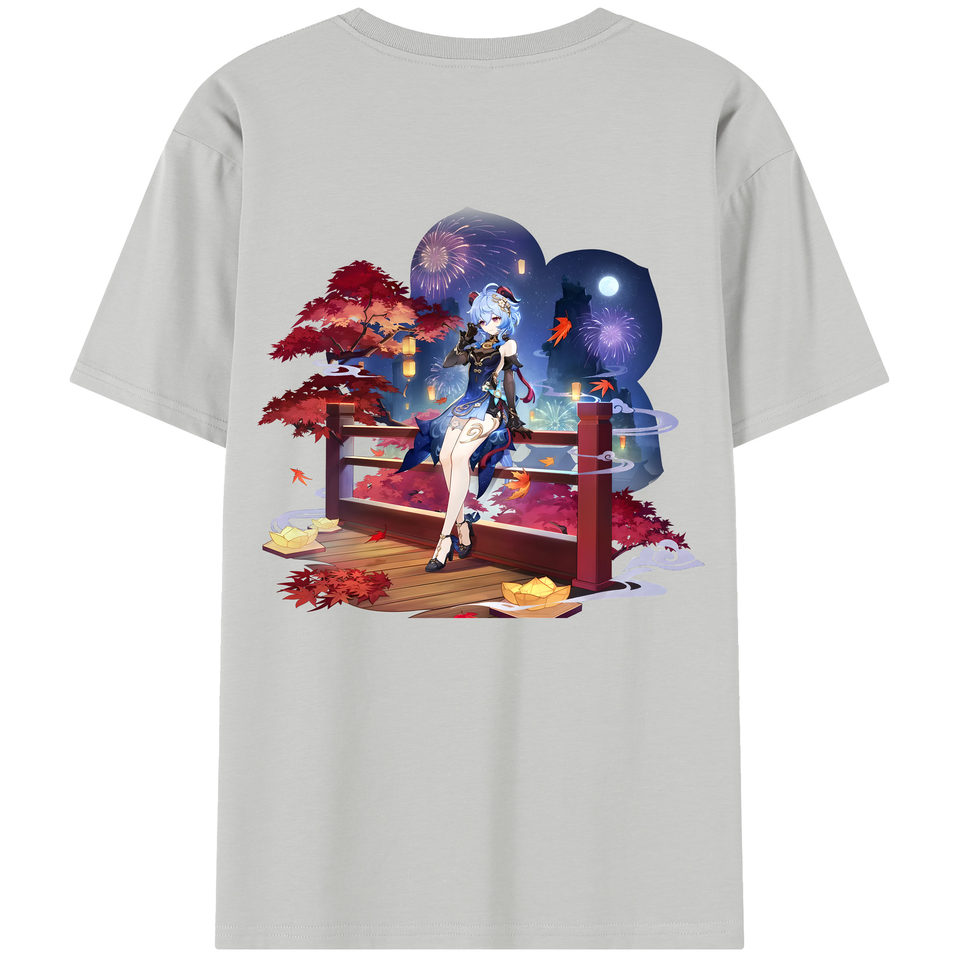 げんし神 甘雨 かんう genshin Ganyu レディース半袖Tシャツ(バックプリント)