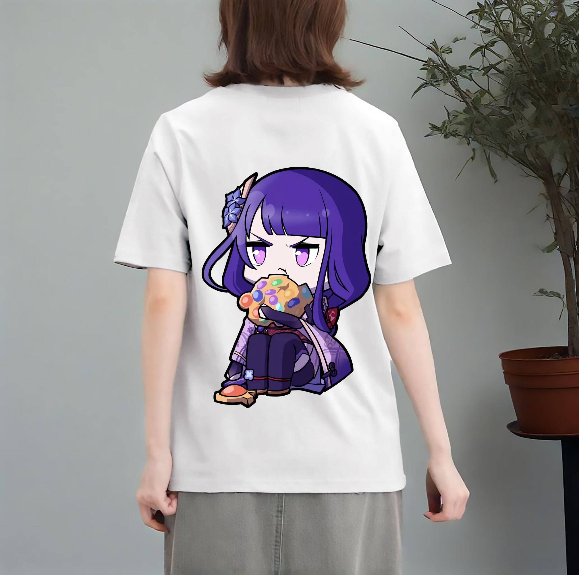 げんし神 雷電将軍 らいでんしょうぐん genshin Raiden Shogun レディース半袖Tシャツ(バックプリント)