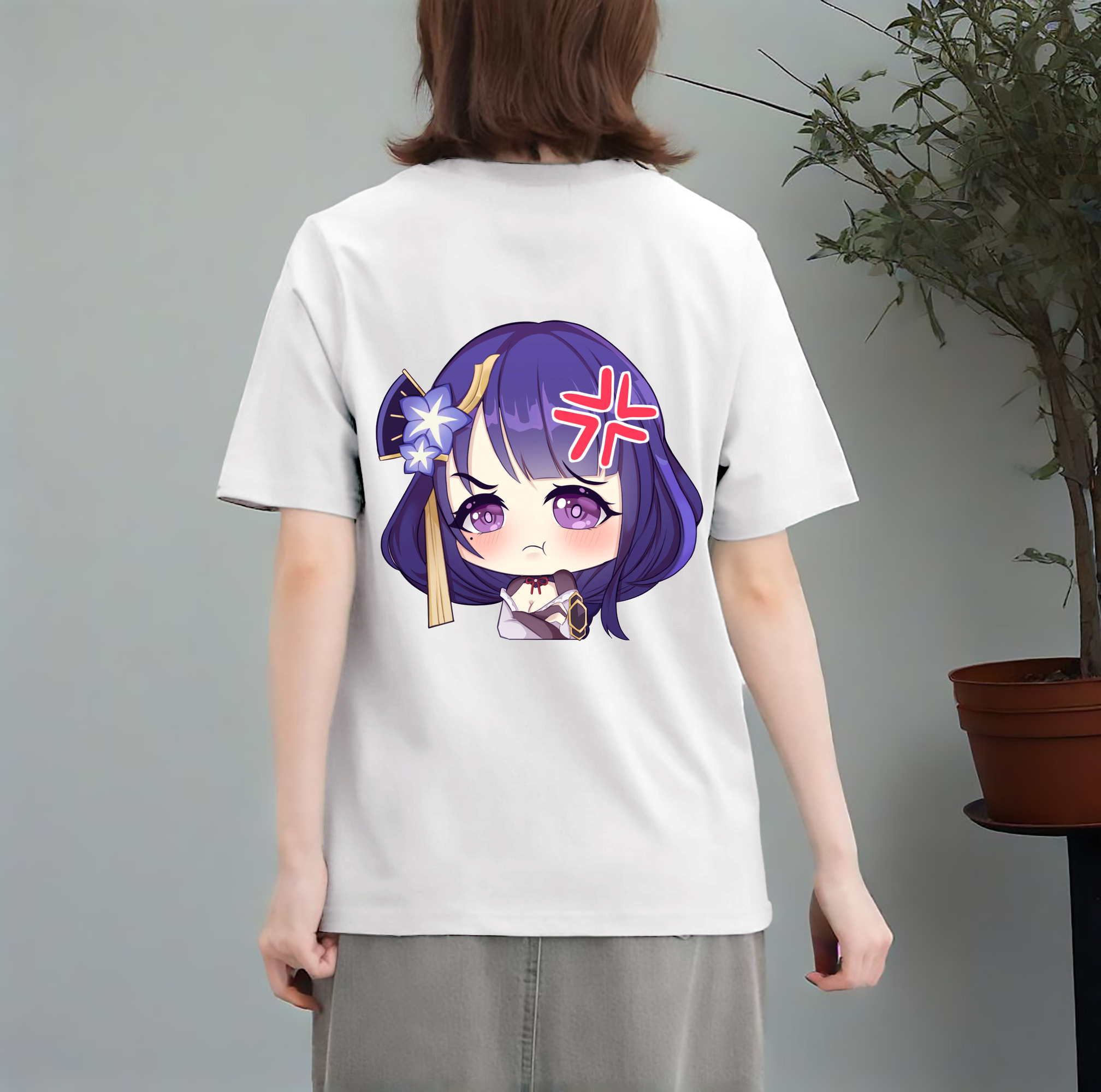 げんし神 雷電将軍 らいでんしょうぐん genshin Raiden Shogun レディース半袖Tシャツ(バックプリント)