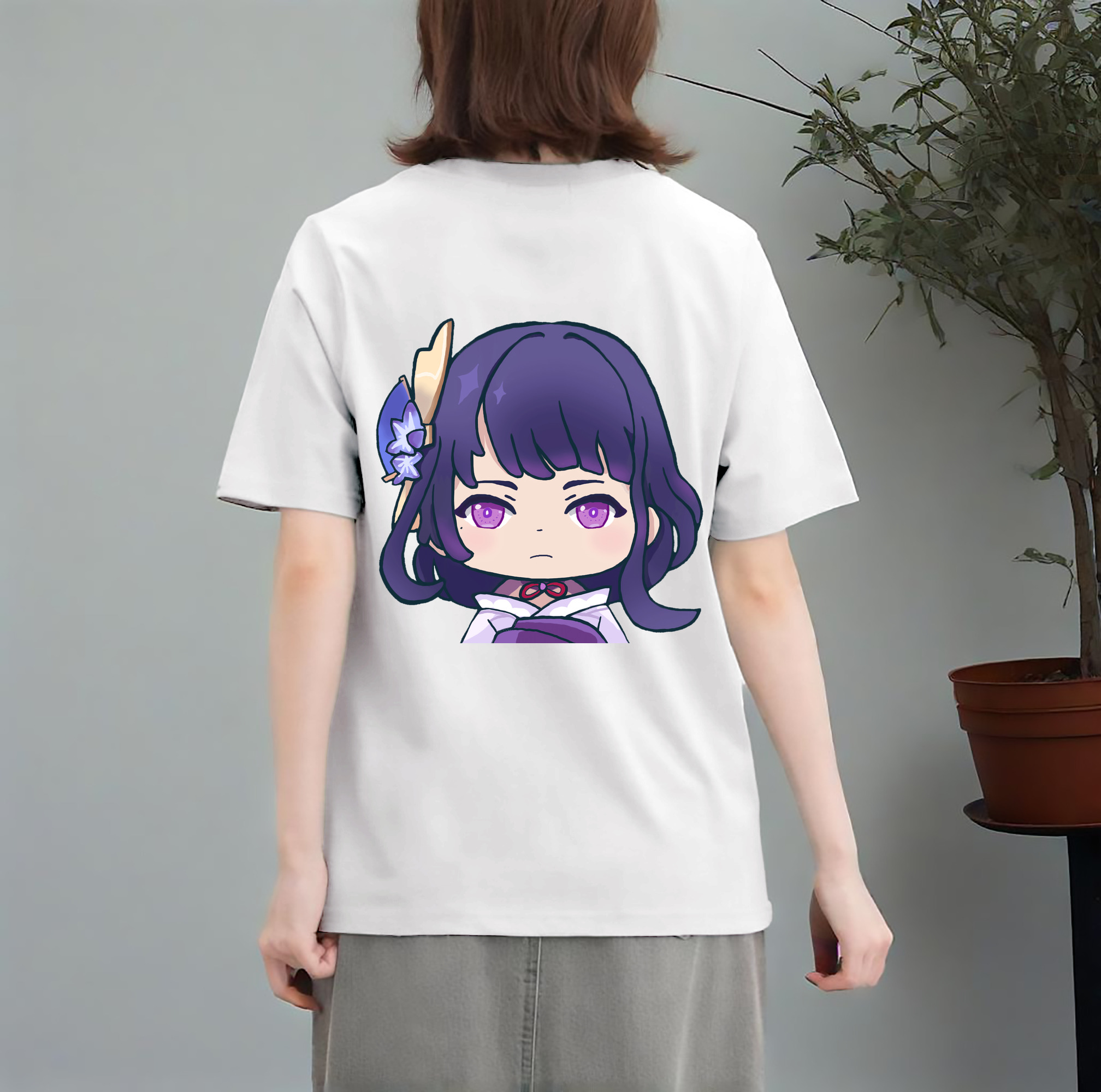 げんし神 雷電将軍 らいでんしょうぐん genshin Raiden Shogun レディース半袖Tシャツ(バックプリント)