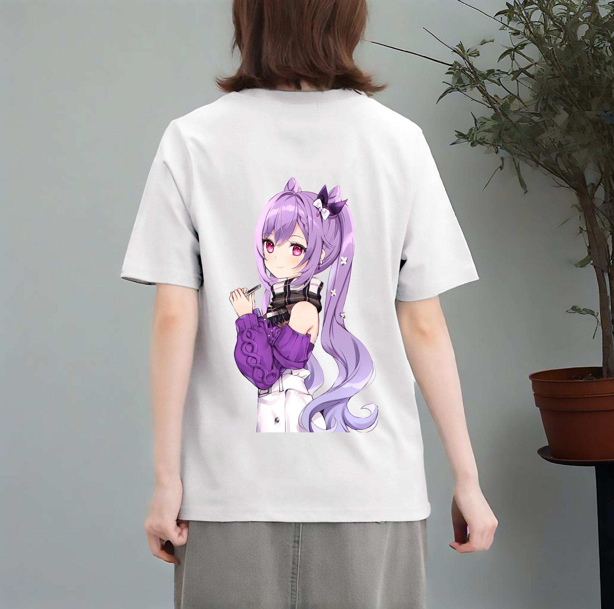 げんし神 刻晴 こくせい genshin Kokusei レディース半袖Tシャツ(バックプリント)