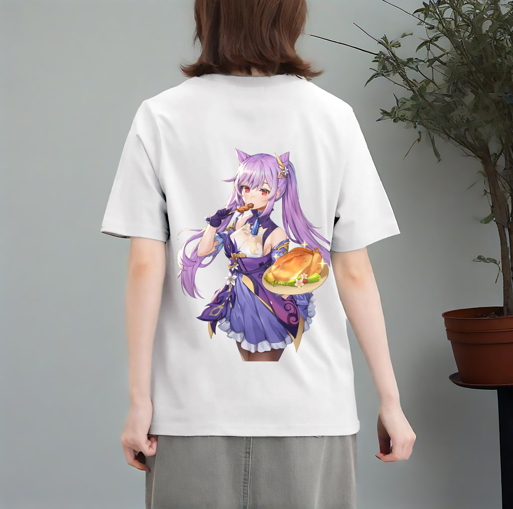 げんし神 刻晴 こくせい genshin Kokusei レディース半袖Tシャツ(バックプリント)