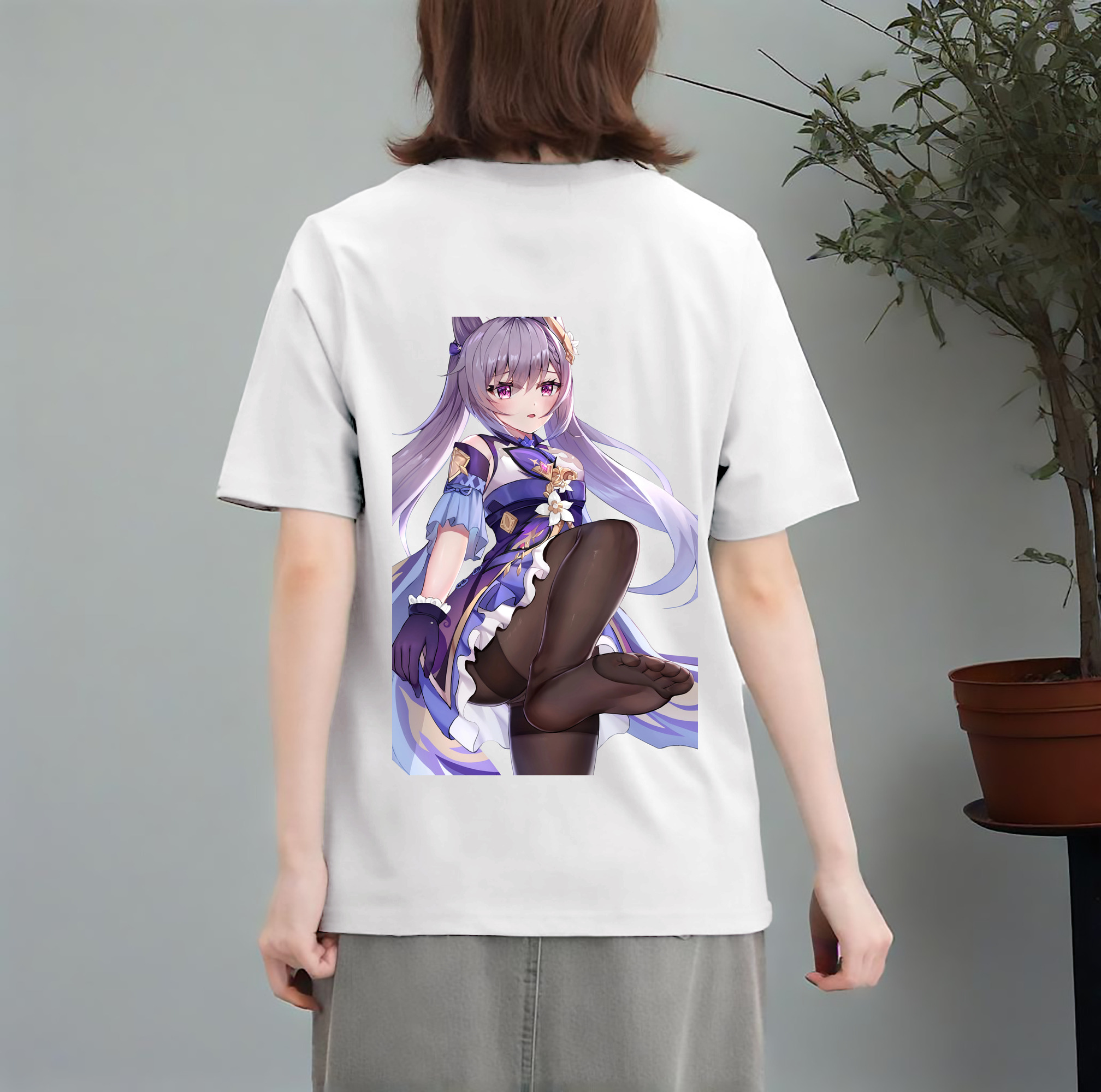 げんし神 刻晴 こくせい genshin Kokusei レディース半袖Tシャツ(バックプリント)