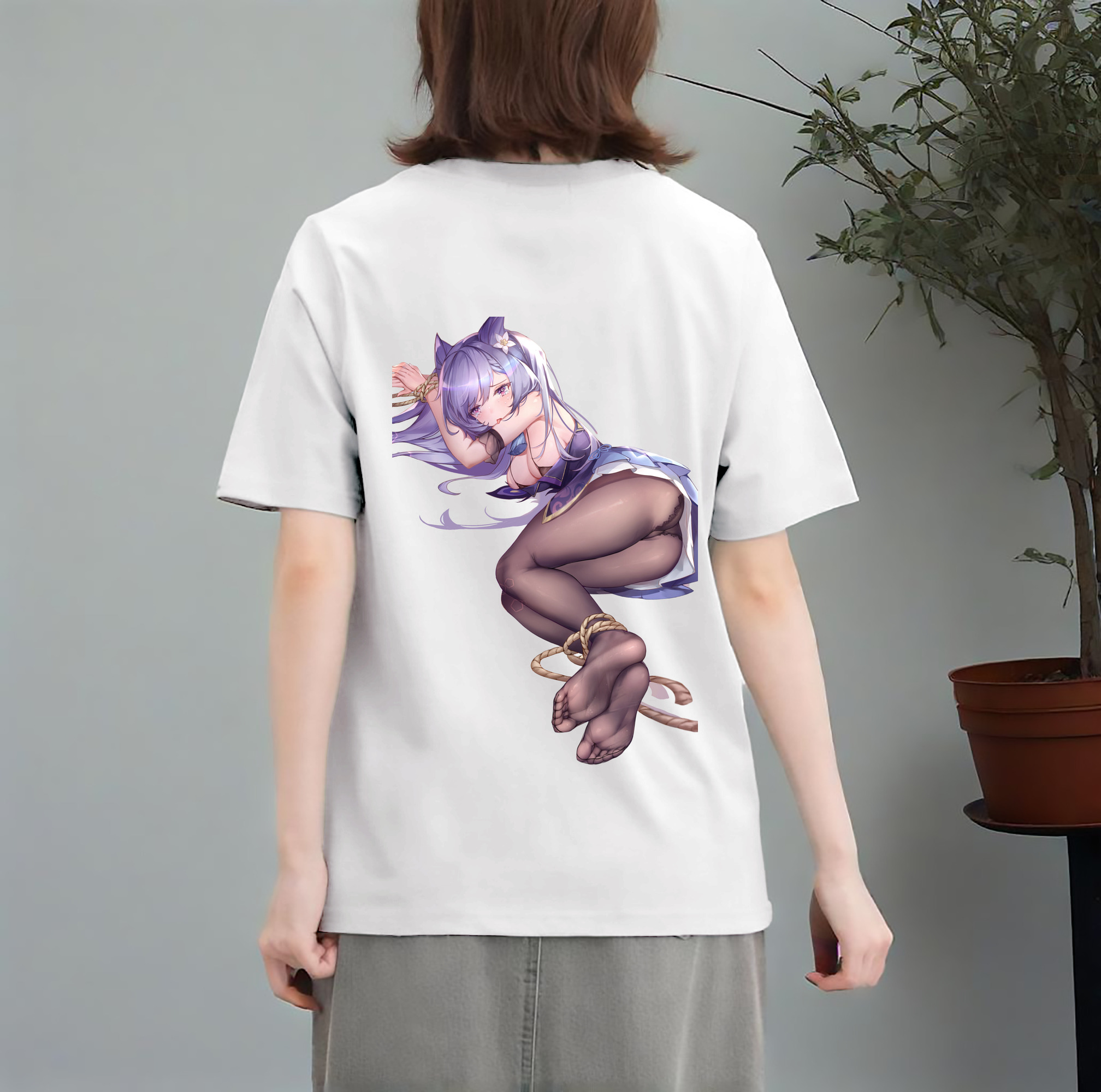 げんし神 刻晴 こくせい genshin Kokusei レディース半袖Tシャツ(バックプリント)