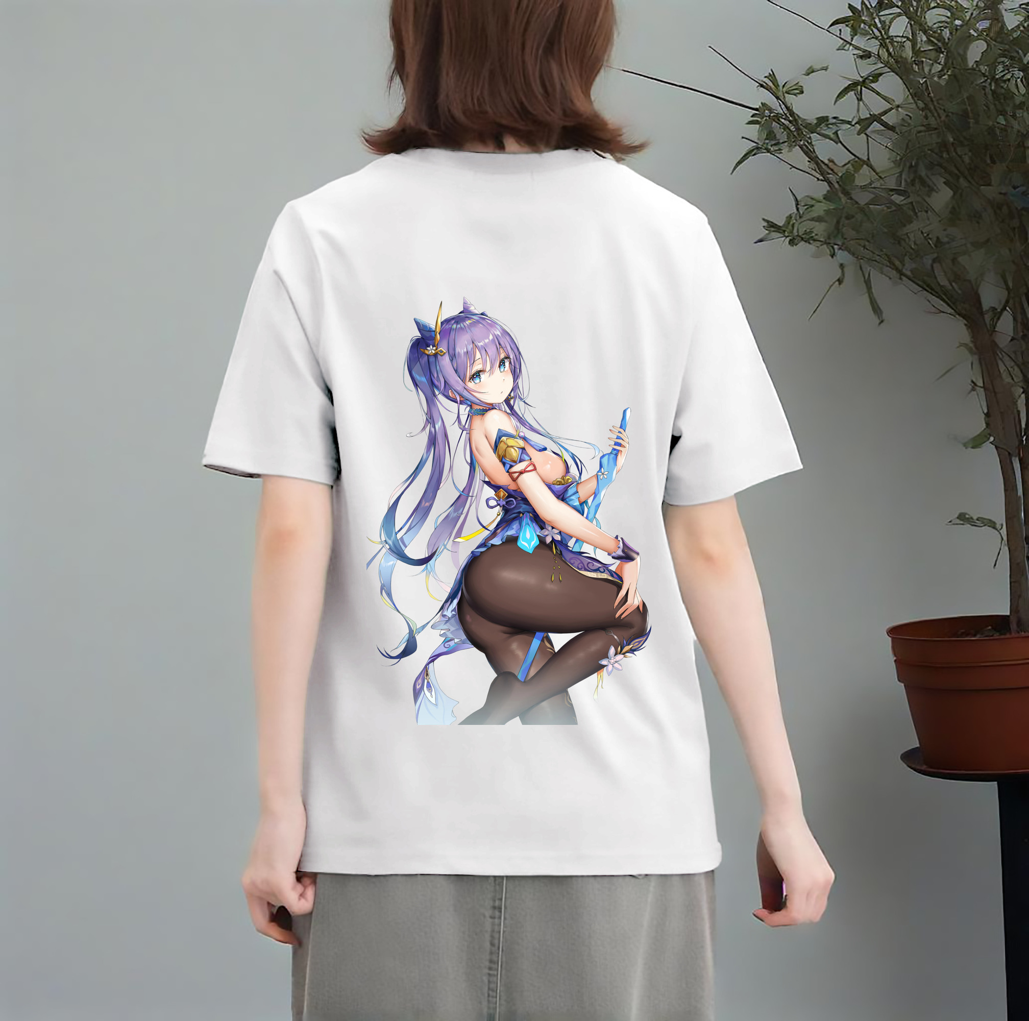 げんし神 刻晴 こくせい genshin Kokusei レディース半袖Tシャツ(バックプリント)