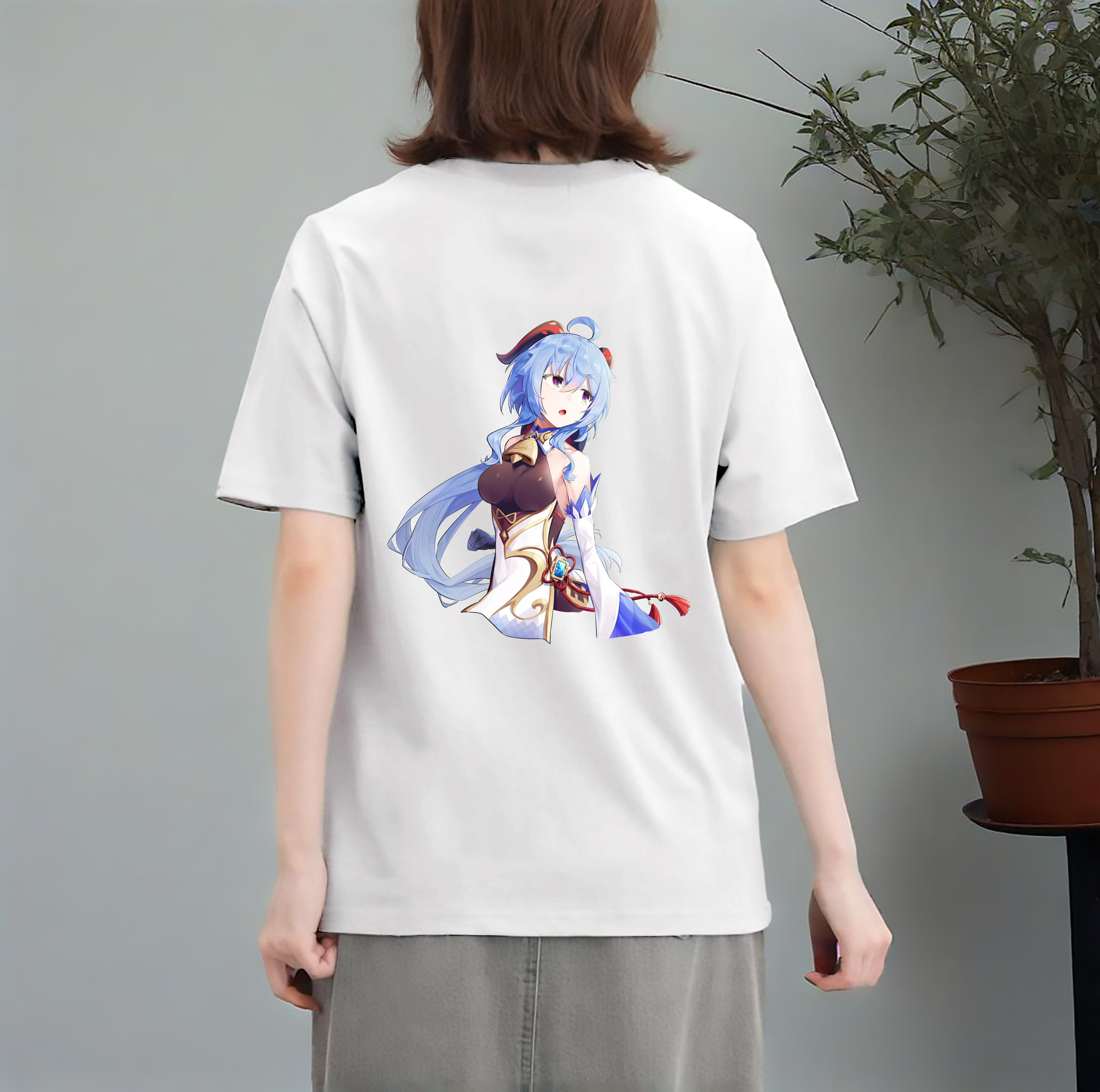げんし神 甘雨 かんう genshin Ganyu レディース半袖Tシャツ(バックプリント)