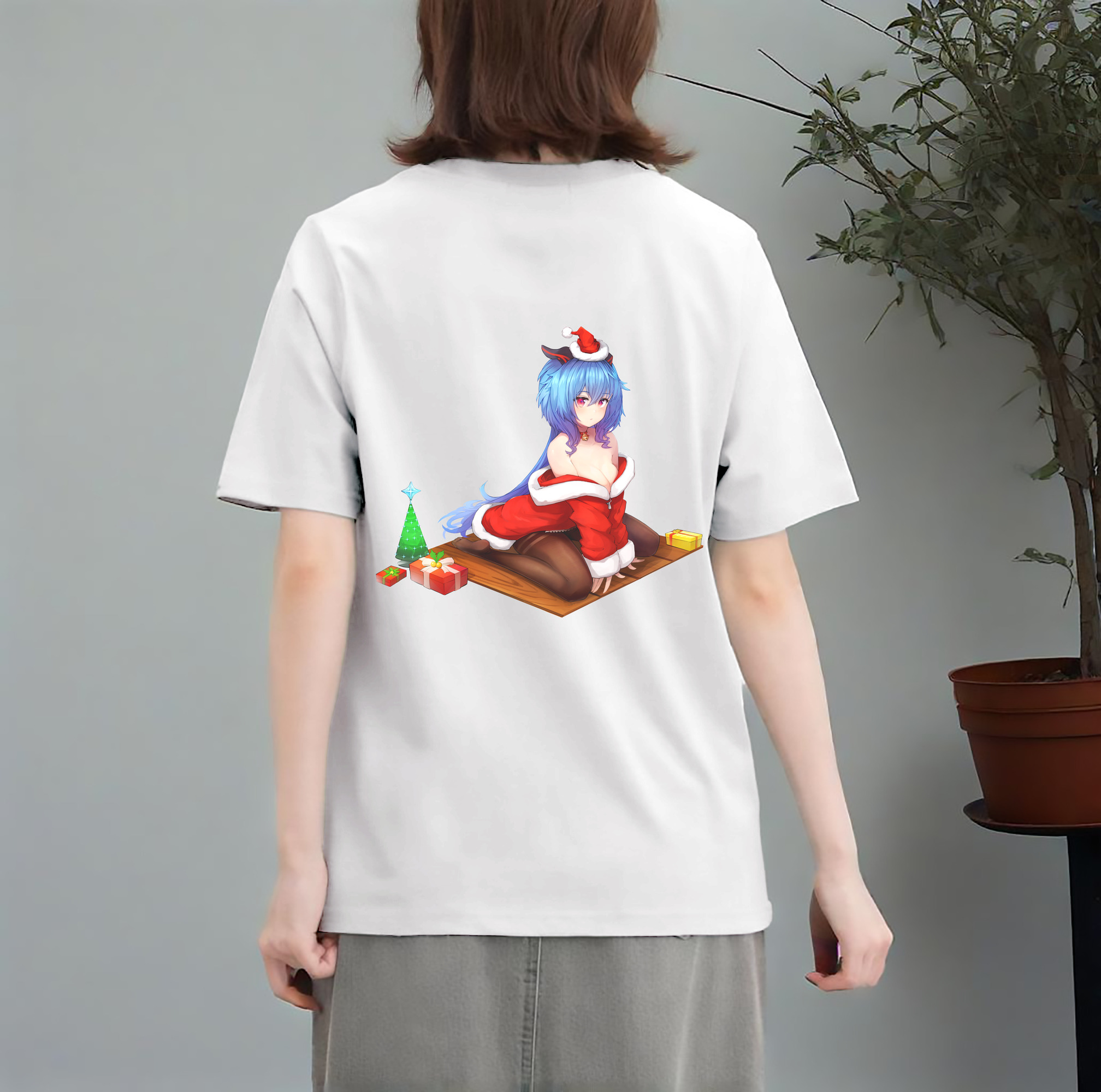 げんし神 甘雨 かんう genshin Ganyu レディース半袖Tシャツ(バックプリント)