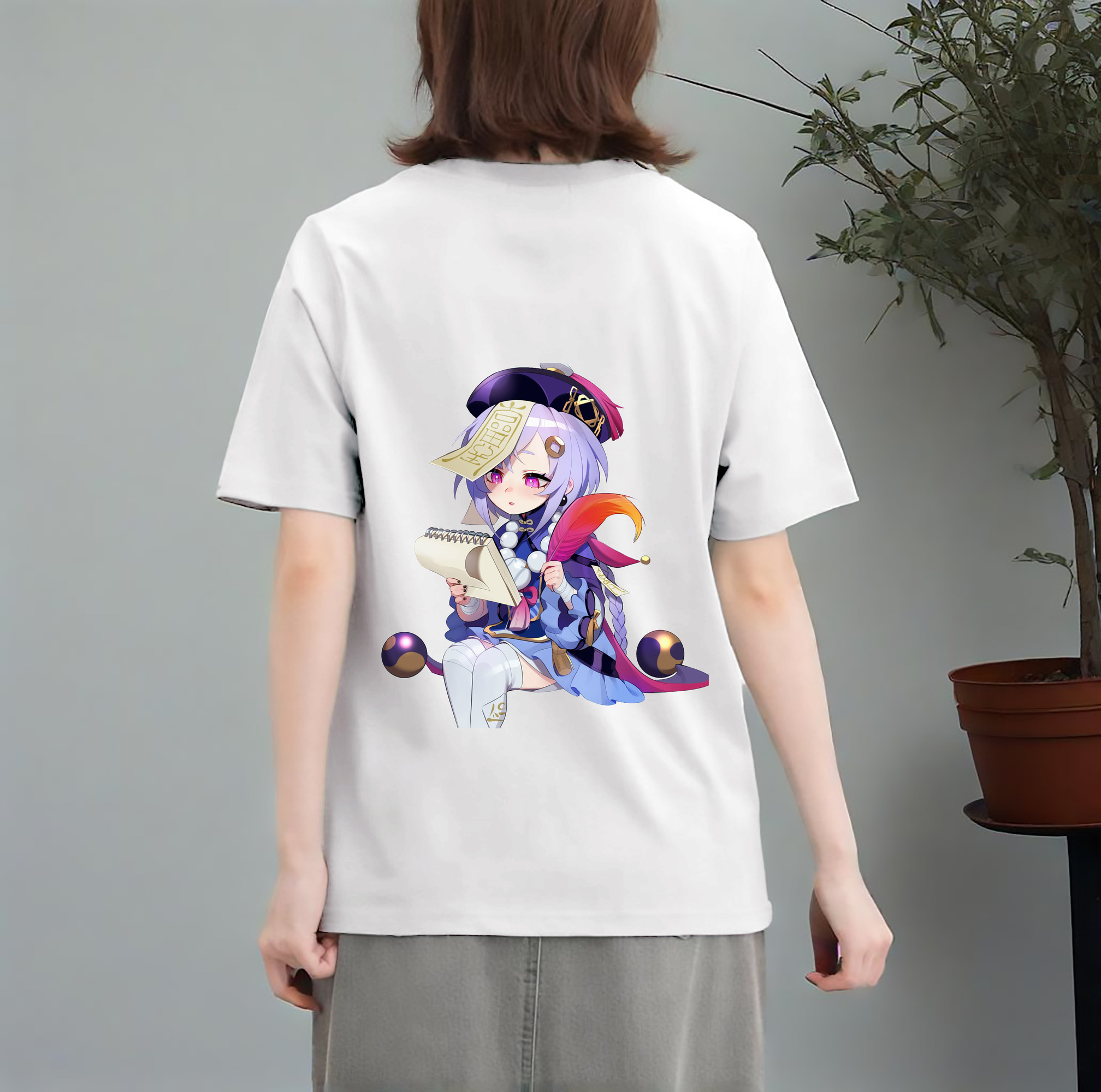 げんし神 七七 なな  genshin Nana レディース半袖Tシャツ(バックプリント)