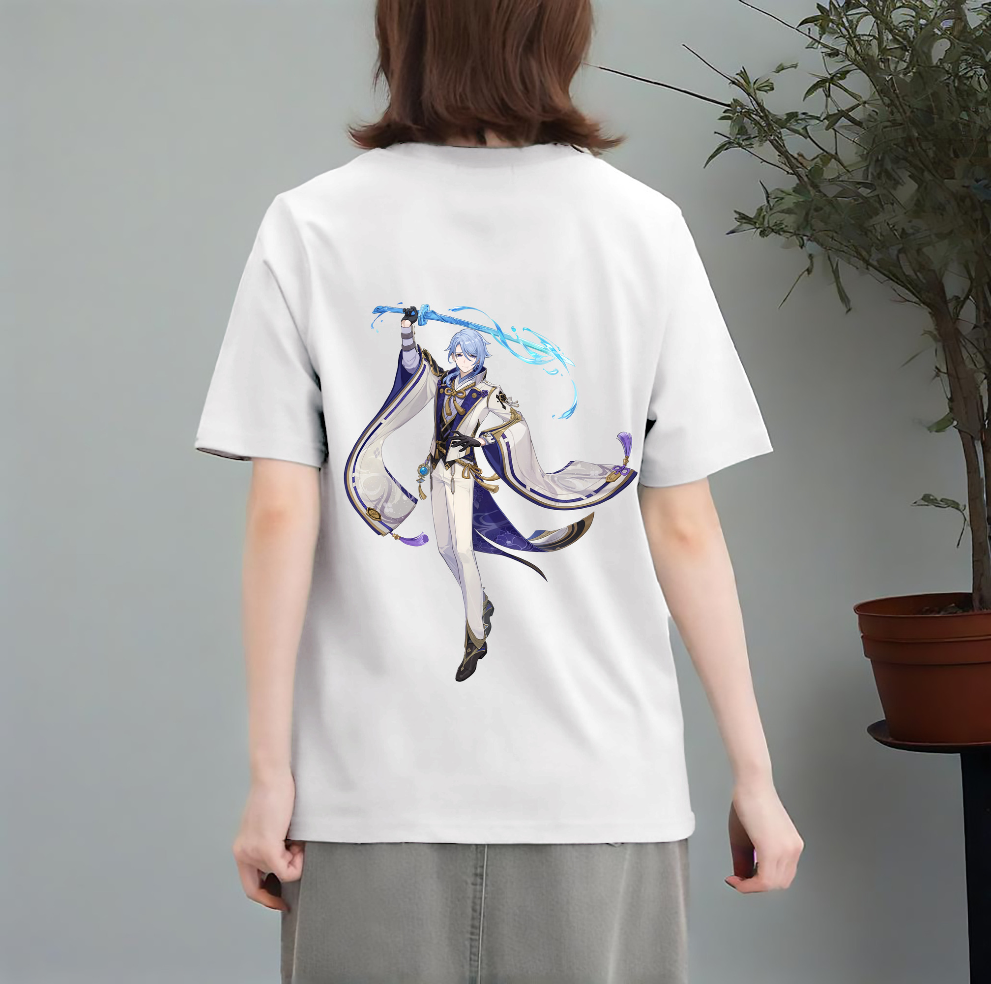 げんし神 神里綾人 かみさとあやと genshin Kamisato Ayato レディース半袖Tシャツ(バックプリント)