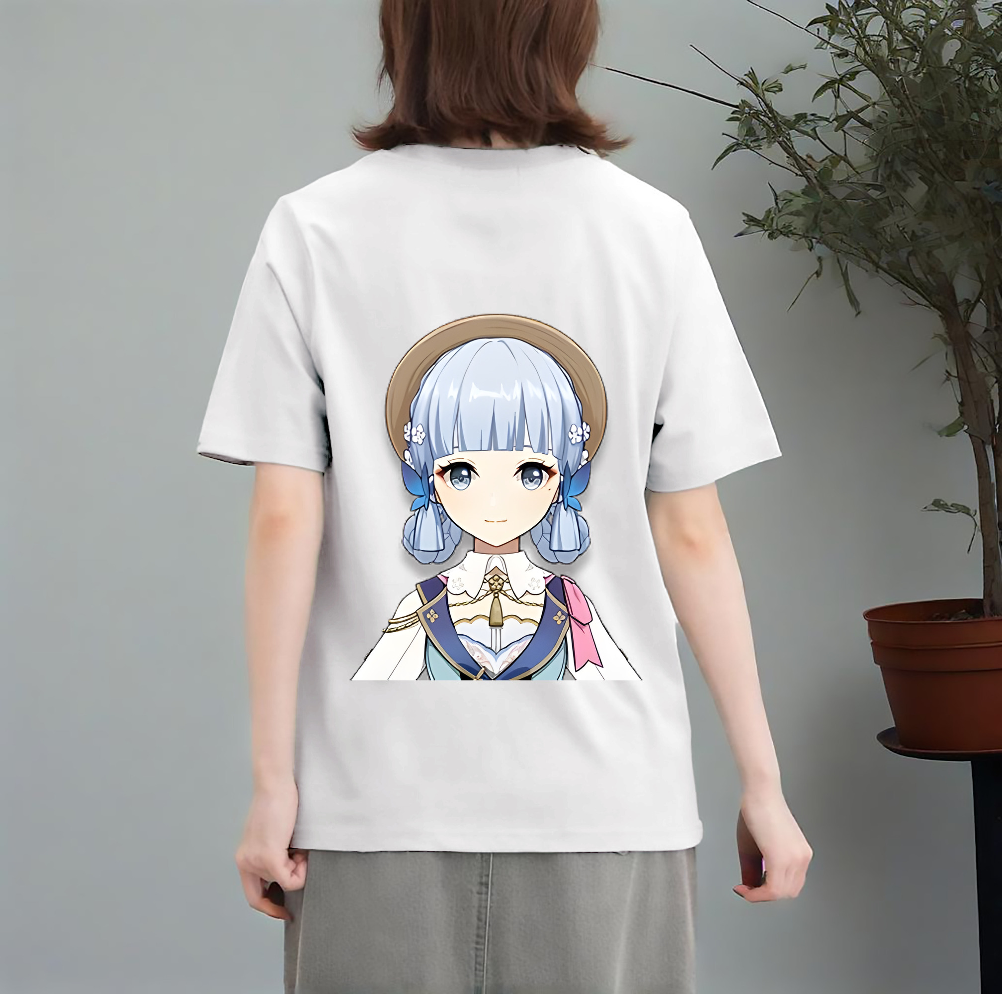げんし神 神里綾華 神宮寺レン genshin Kamimiya Ren レディース半袖Tシャツ(バックプリント)