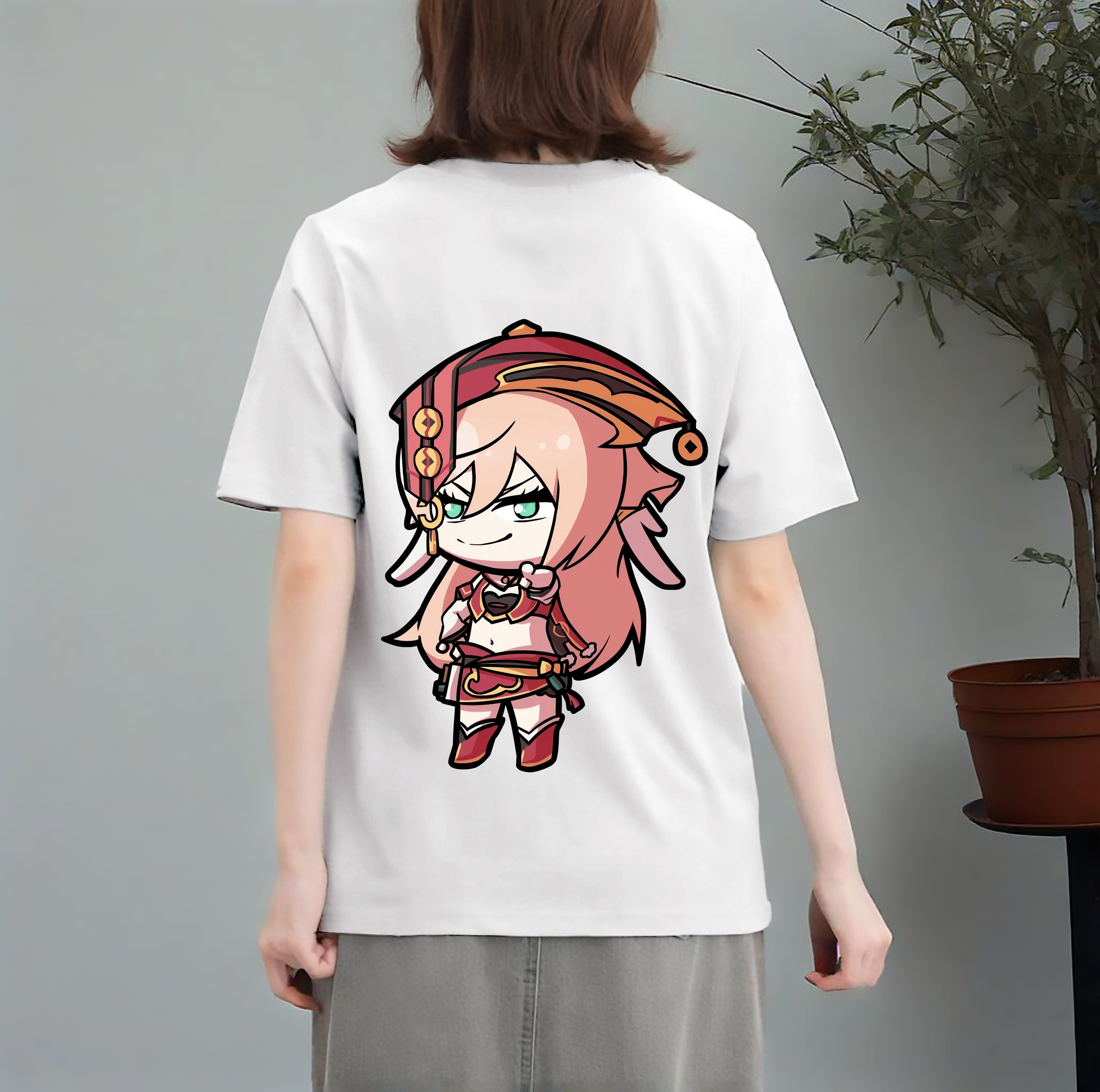 げんし神 ヤンフェイ genshin Yanfei レディース半袖Tシャツ(バックプリント)