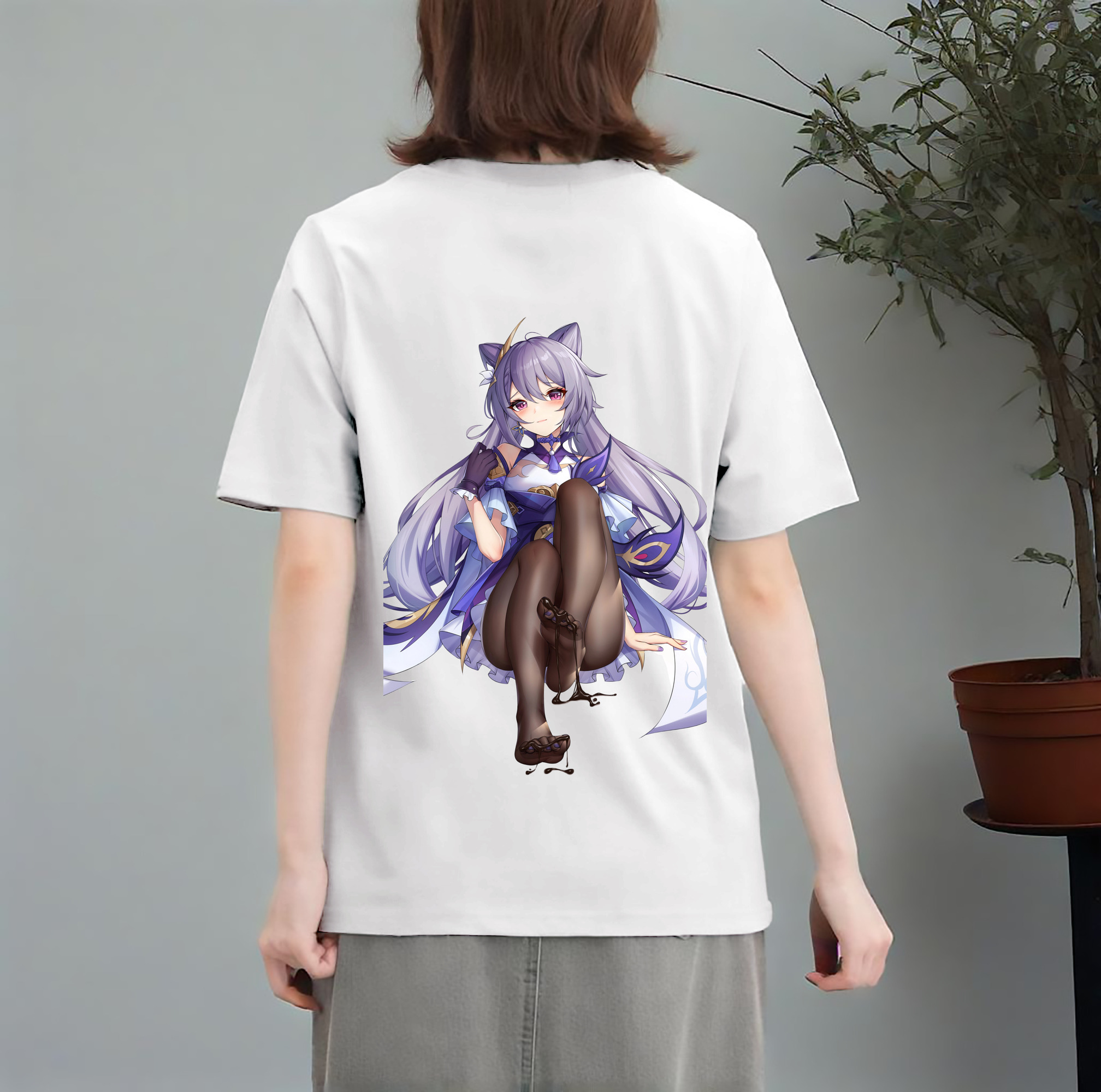 げんし神 刻晴 こくせい genshin Kokusei レディース半袖Tシャツ(バックプリント)