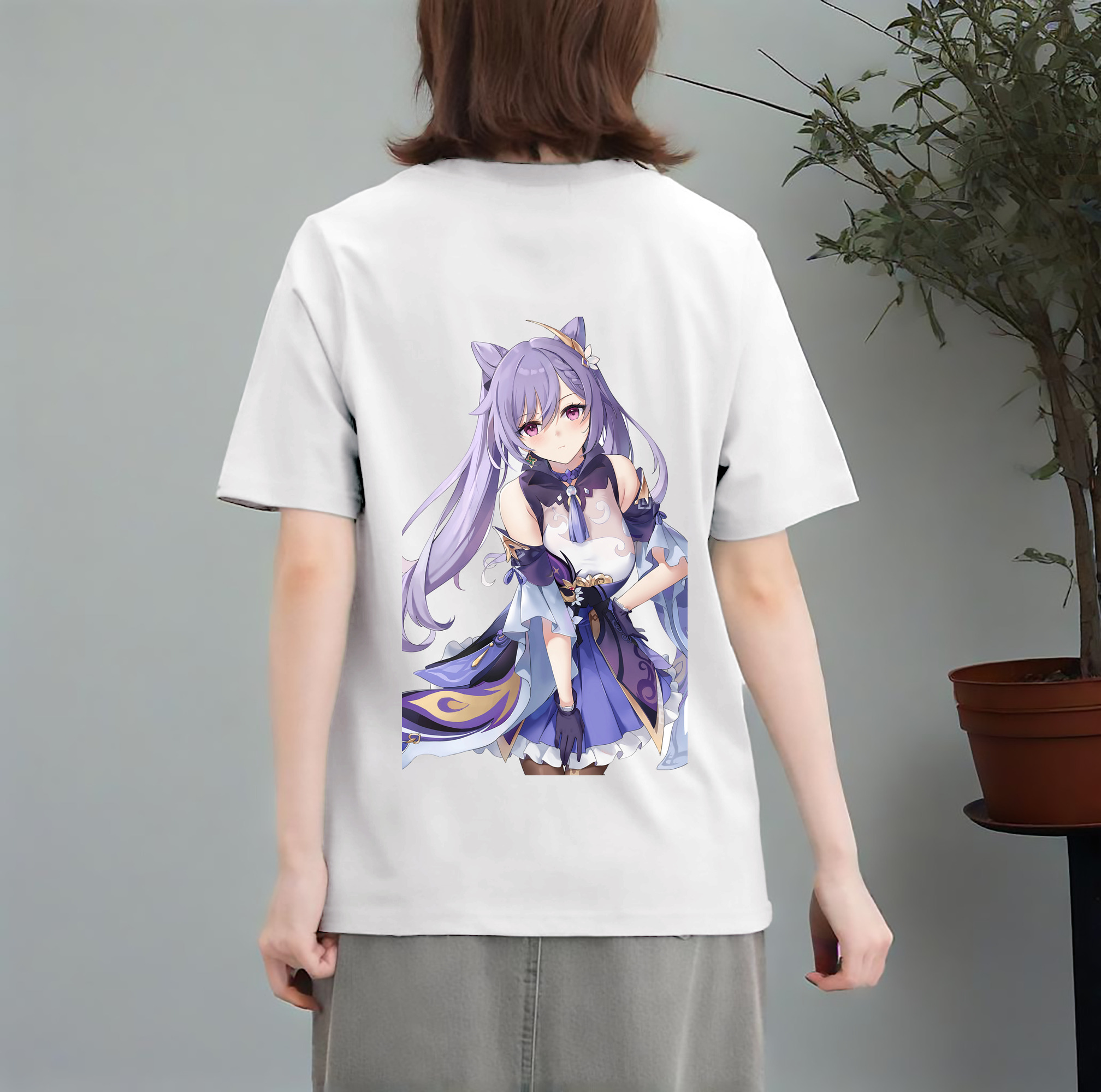 げんし神 刻晴 こくせい genshin Kokusei レディース半袖Tシャツ(バックプリント)