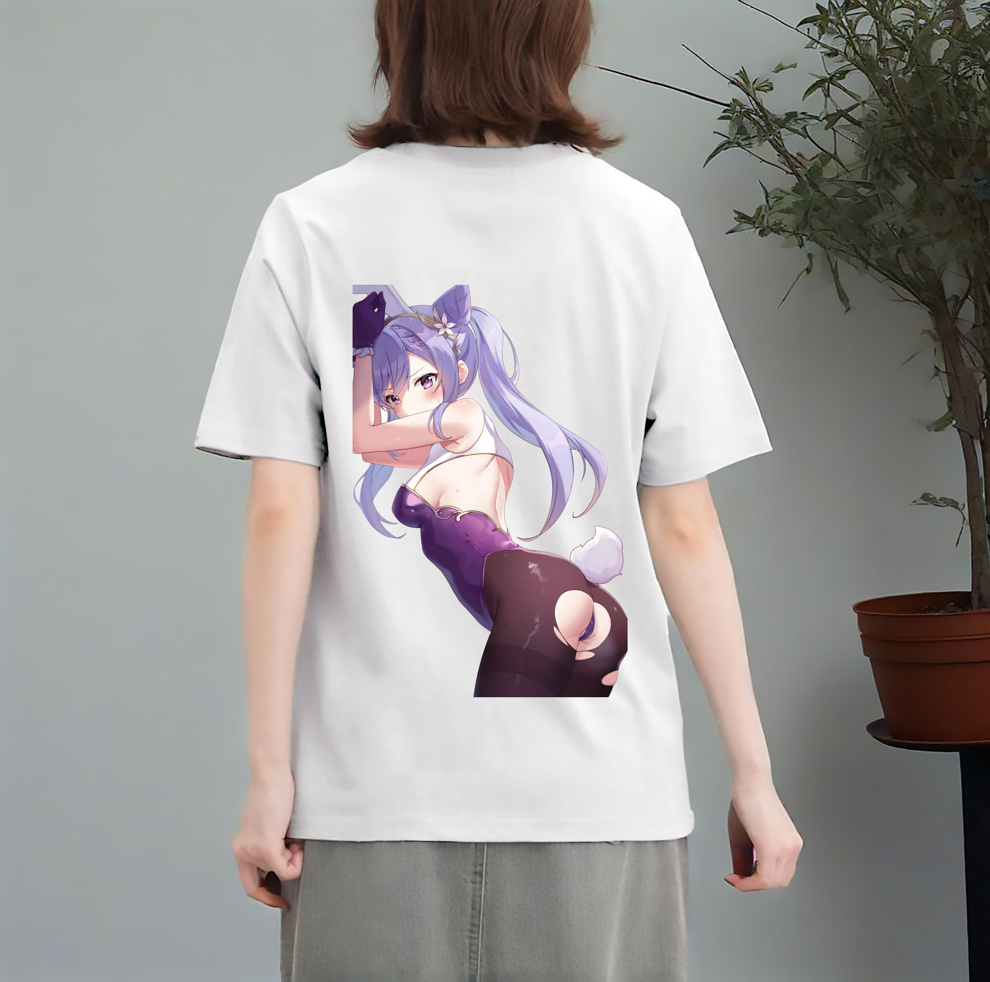 げんし神 刻晴 こくせい genshin Kokusei レディース半袖Tシャツ(バックプリント)