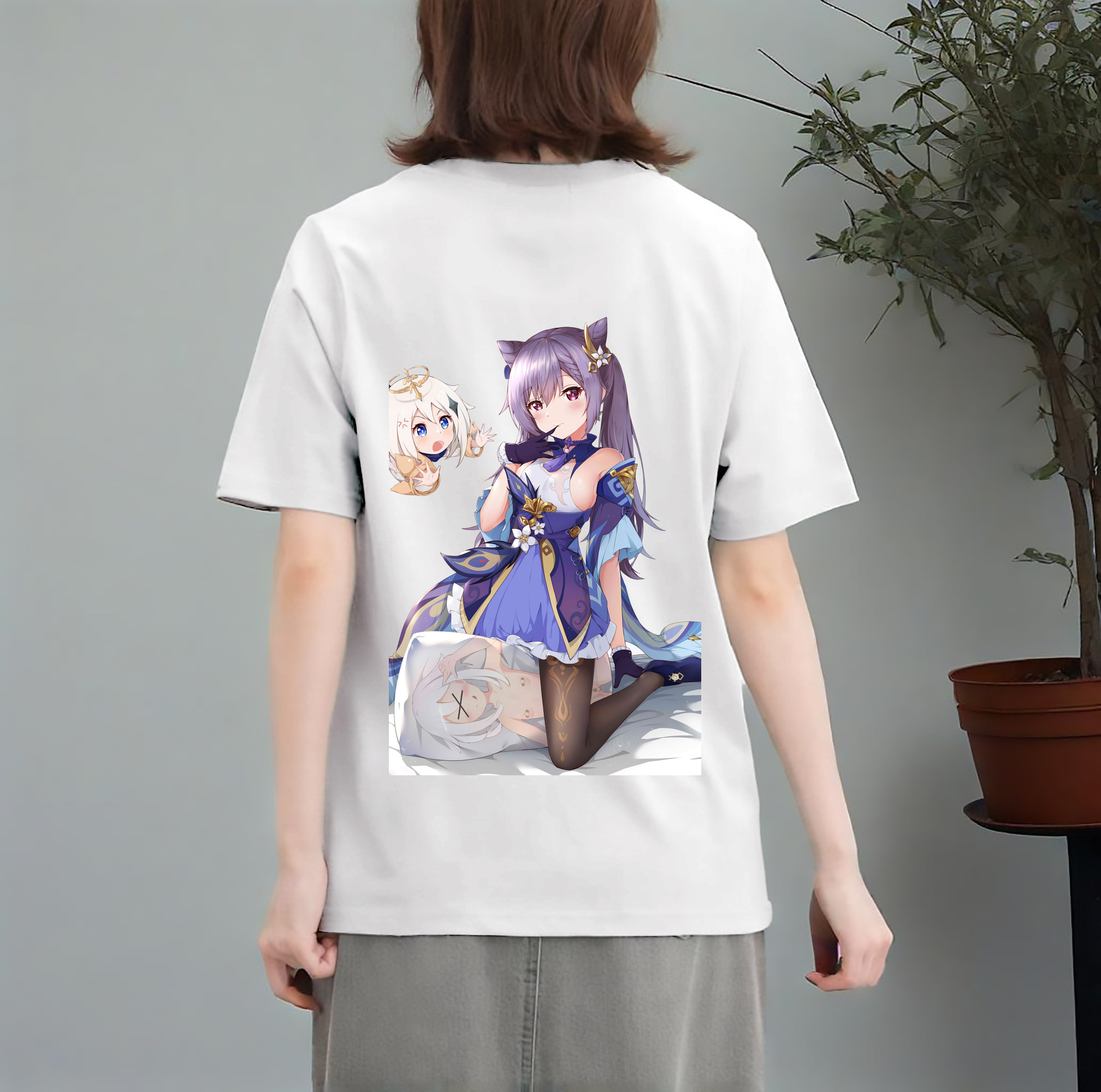 げんし神 刻晴 こくせい genshin Kokusei レディース半袖Tシャツ(バックプリント)