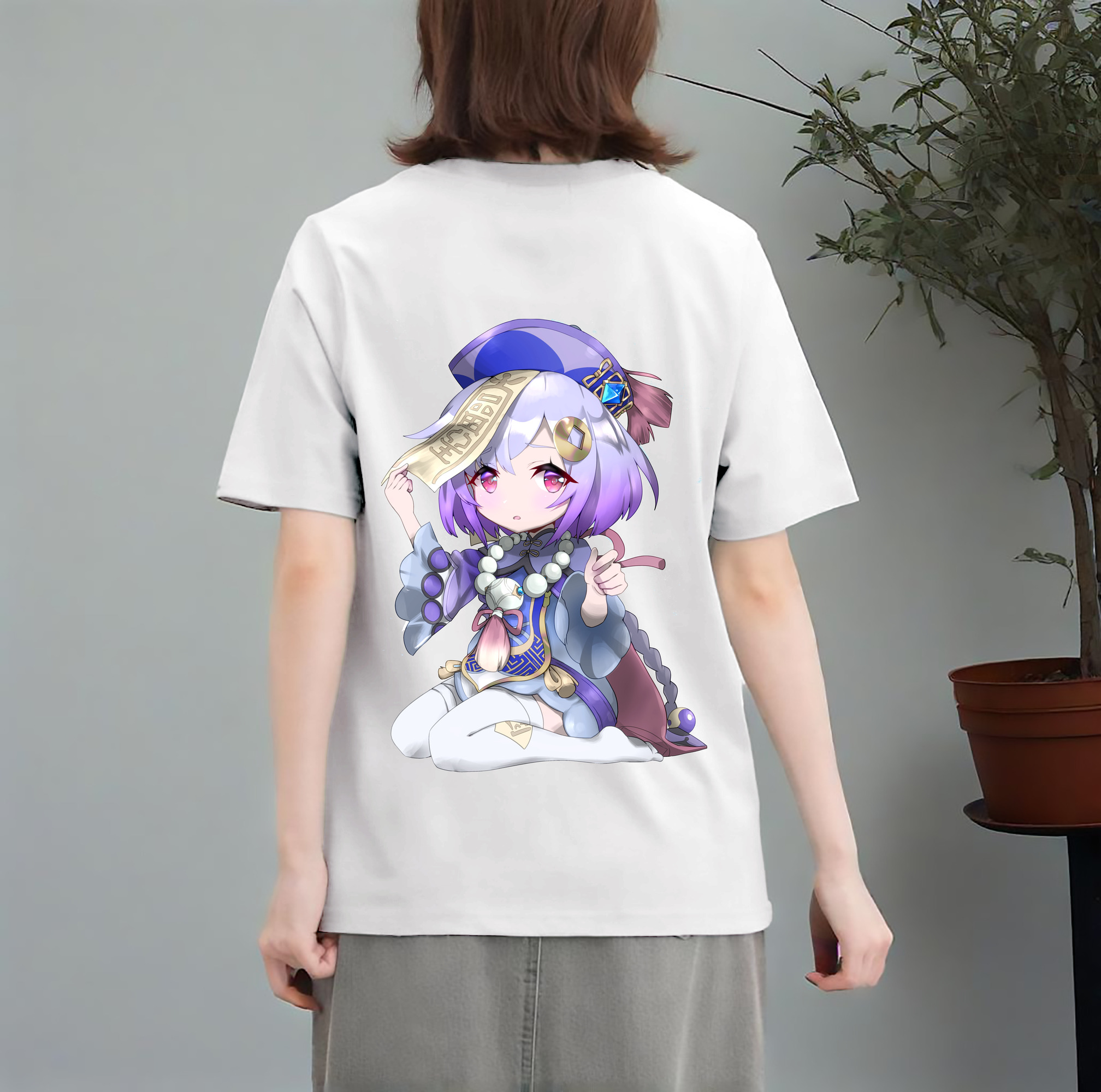 げんし神 七七 なな  genshin Nana レディース半袖Tシャツ(バックプリント)