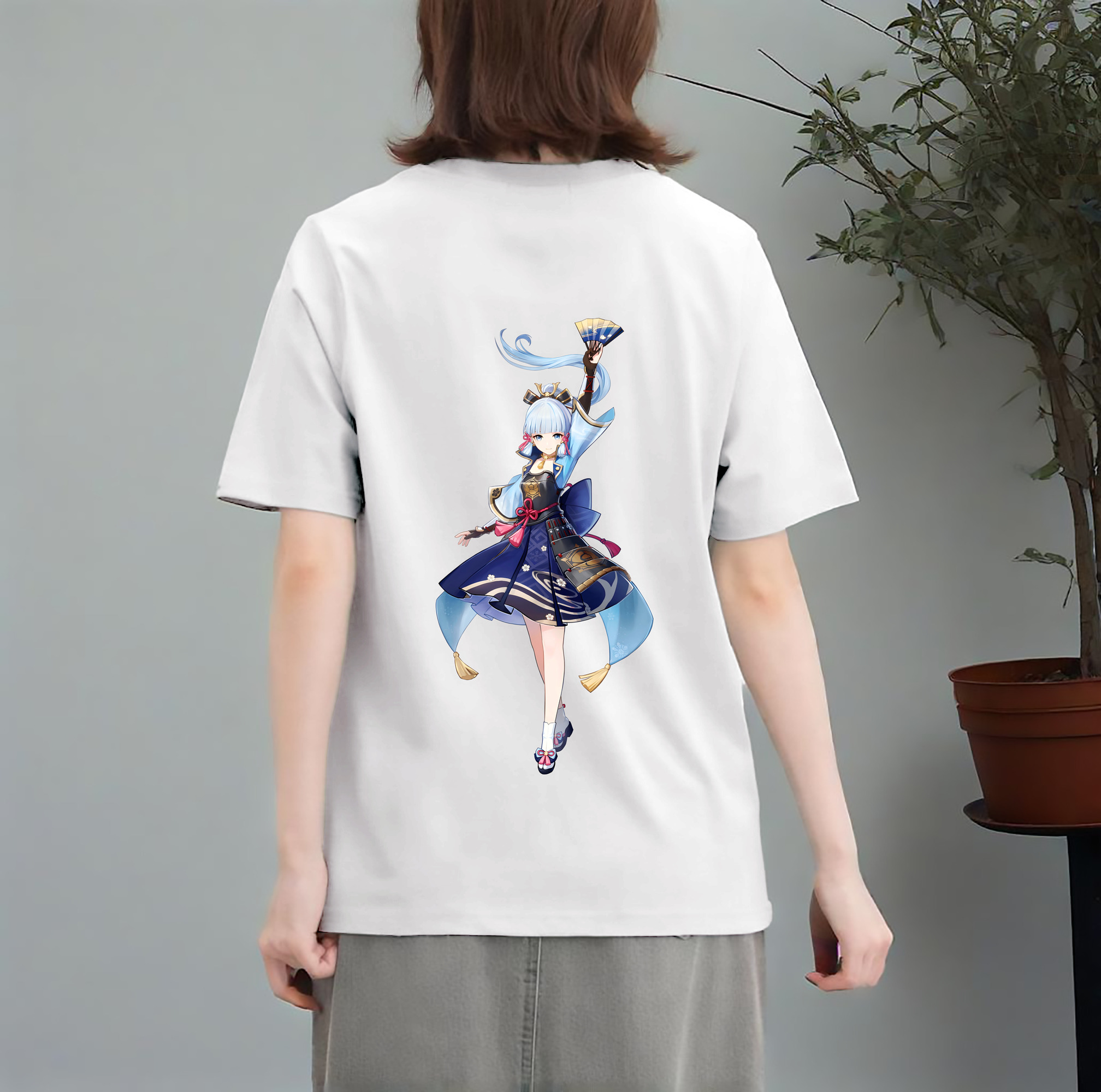 げんし神 神里綾華 神宮寺レン genshin Kamimiya Ren レディース半袖Tシャツ(バックプリント)