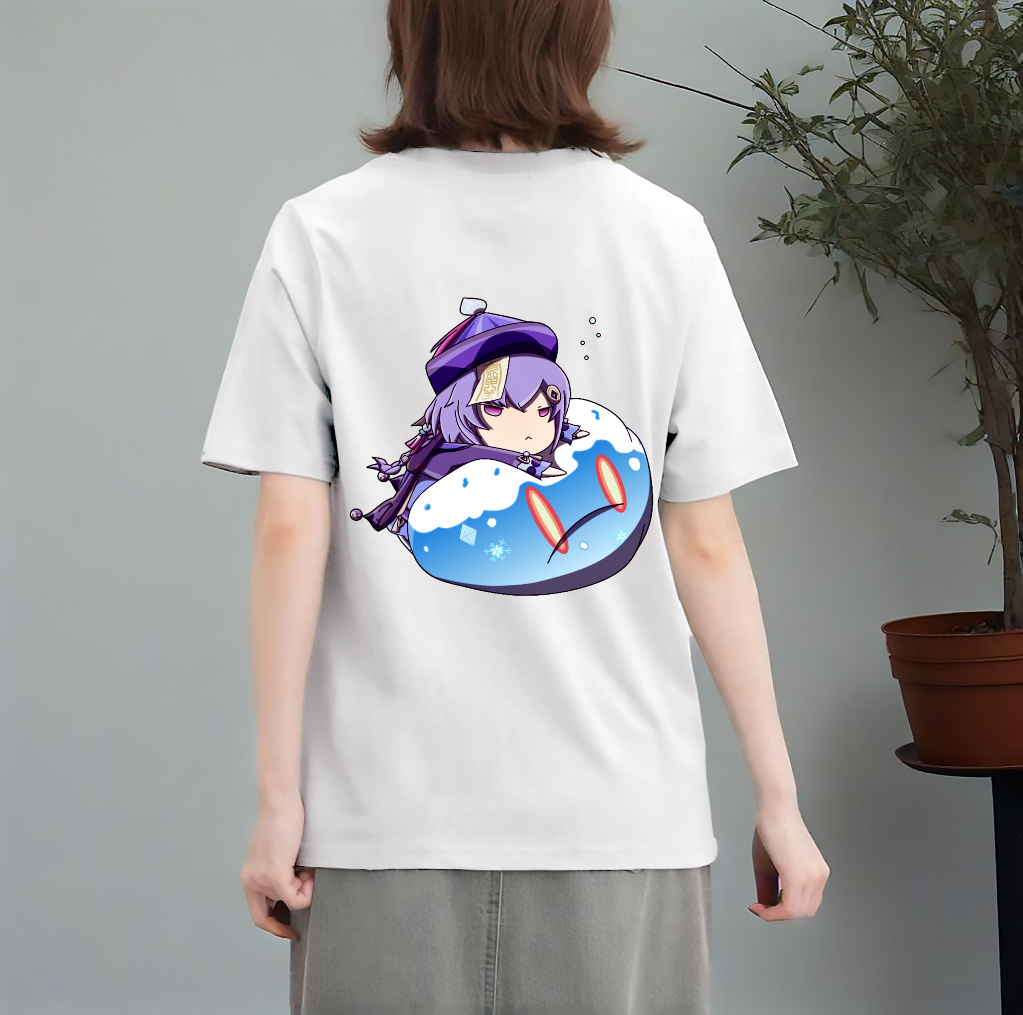 げんし神 七七 なな  genshin Nana レディース半袖Tシャツ(バックプリント)