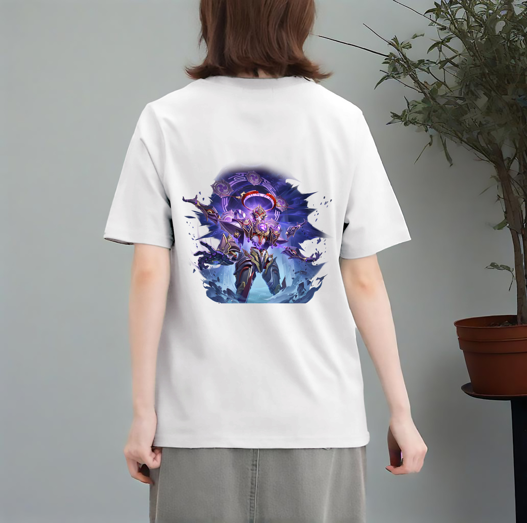 げんし神 さんペい genshin Sanpei レディース半袖Tシャツ(バックプリント)