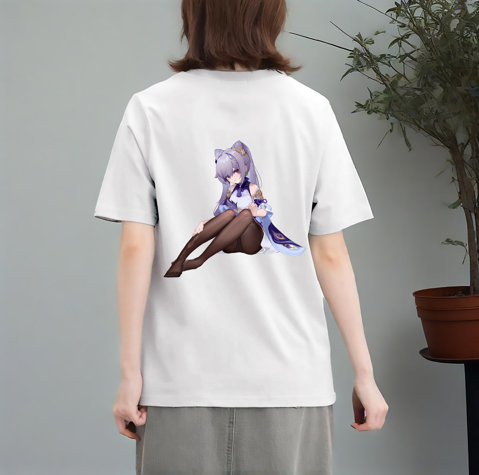 げんし神 刻晴 こくせい genshin Kokusei レディース半袖Tシャツ(バックプリント)