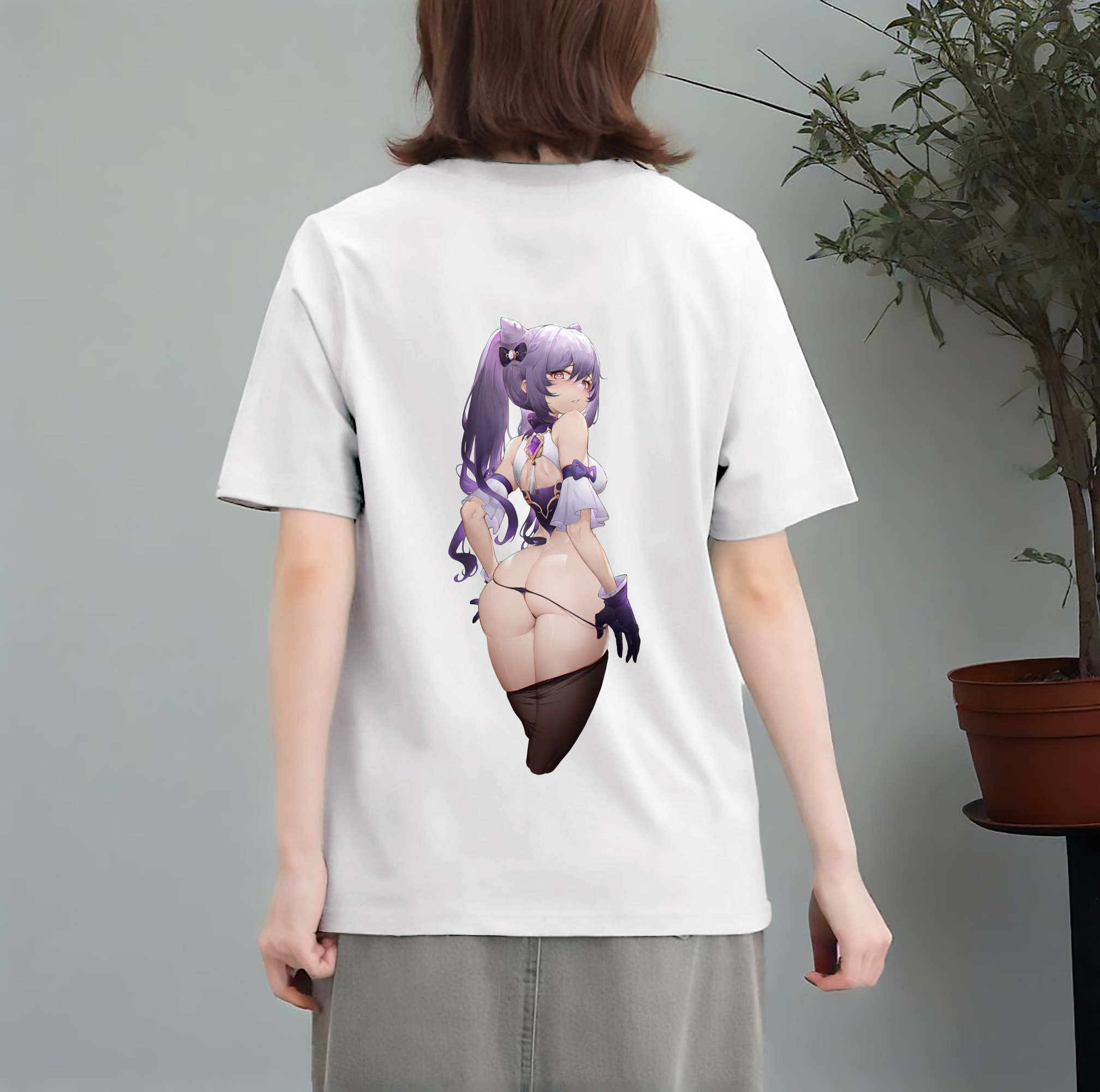 げんし神 刻晴 こくせい genshin Kokusei レディース半袖Tシャツ(バックプリント)