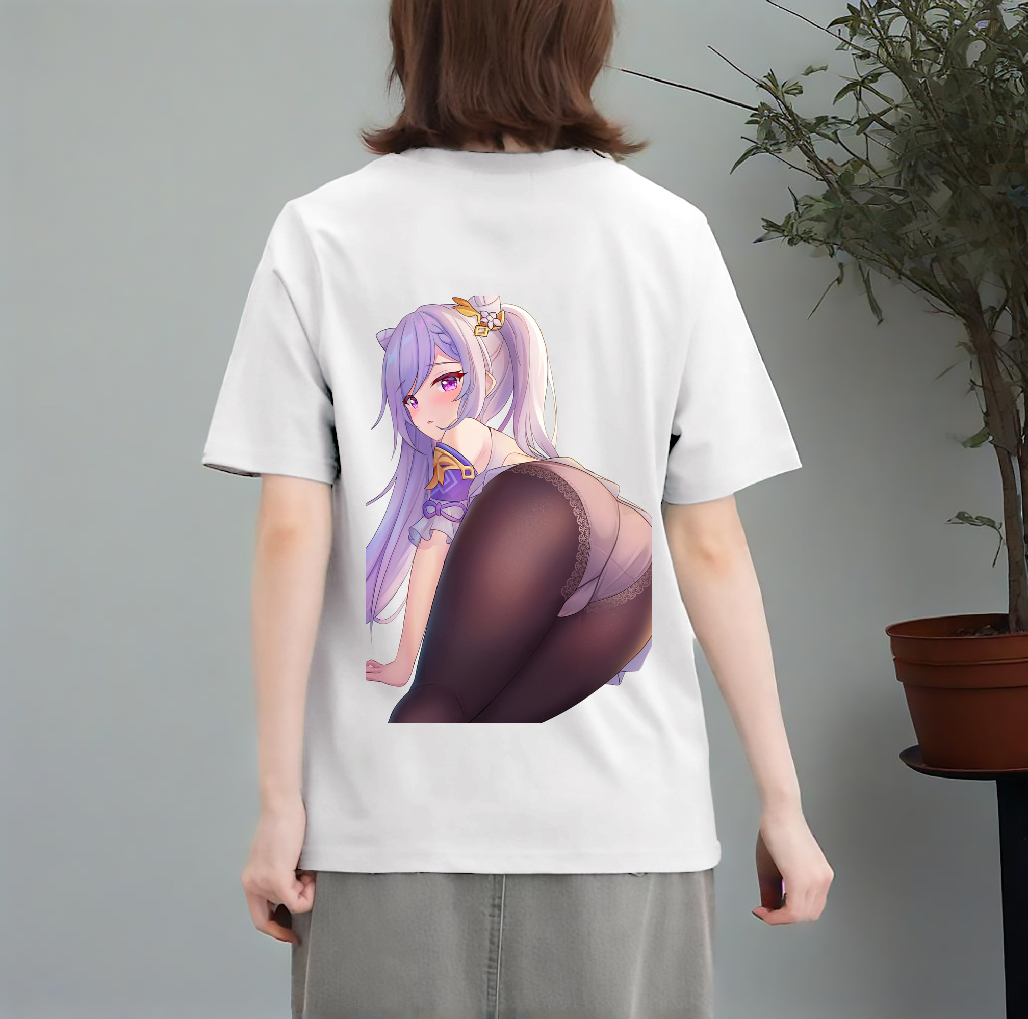 げんし神 刻晴 こくせい genshin Kokusei レディース半袖Tシャツ(バックプリント)