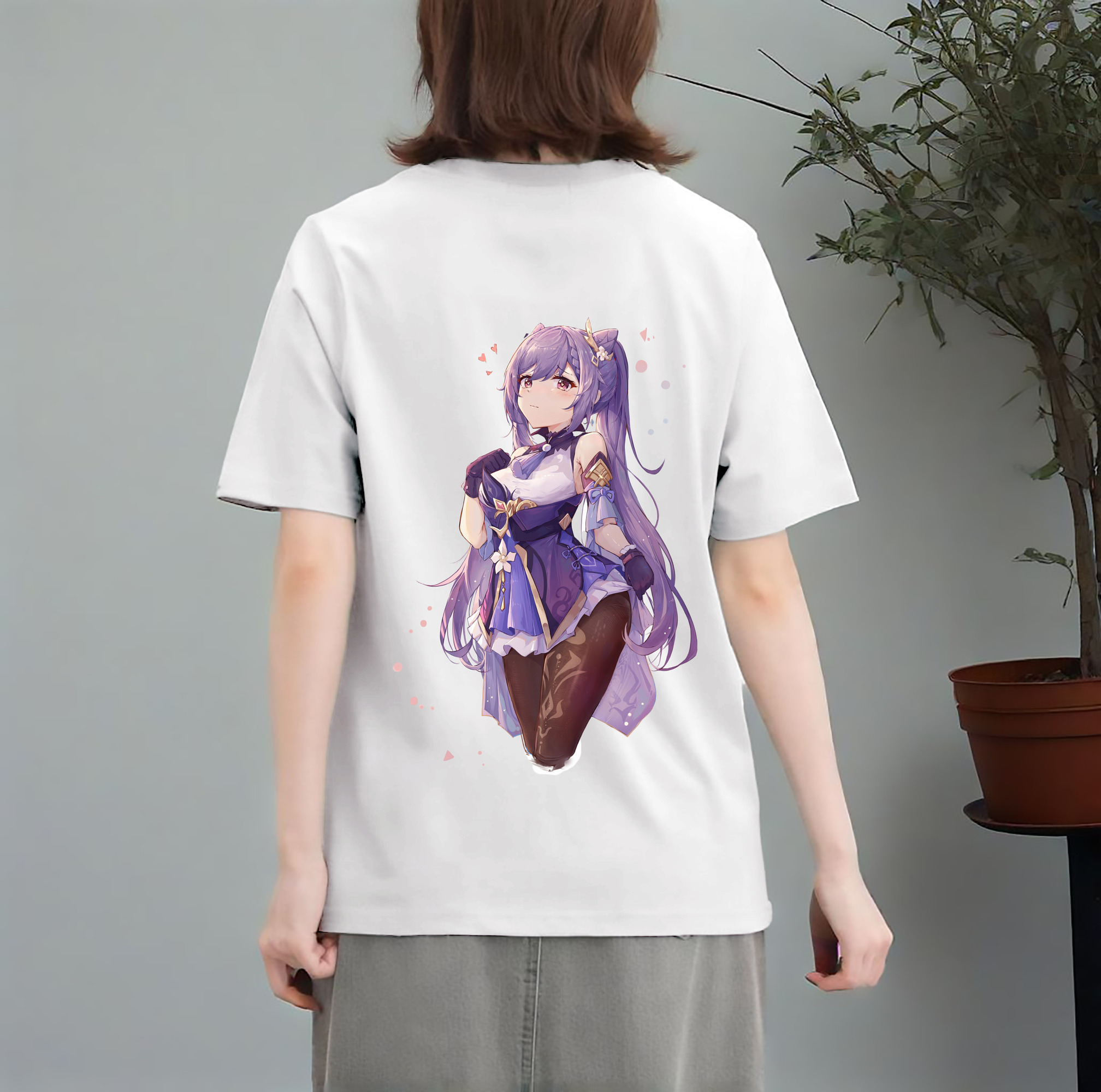 げんし神 刻晴 こくせい genshin Kokusei レディース半袖Tシャツ(バックプリント)