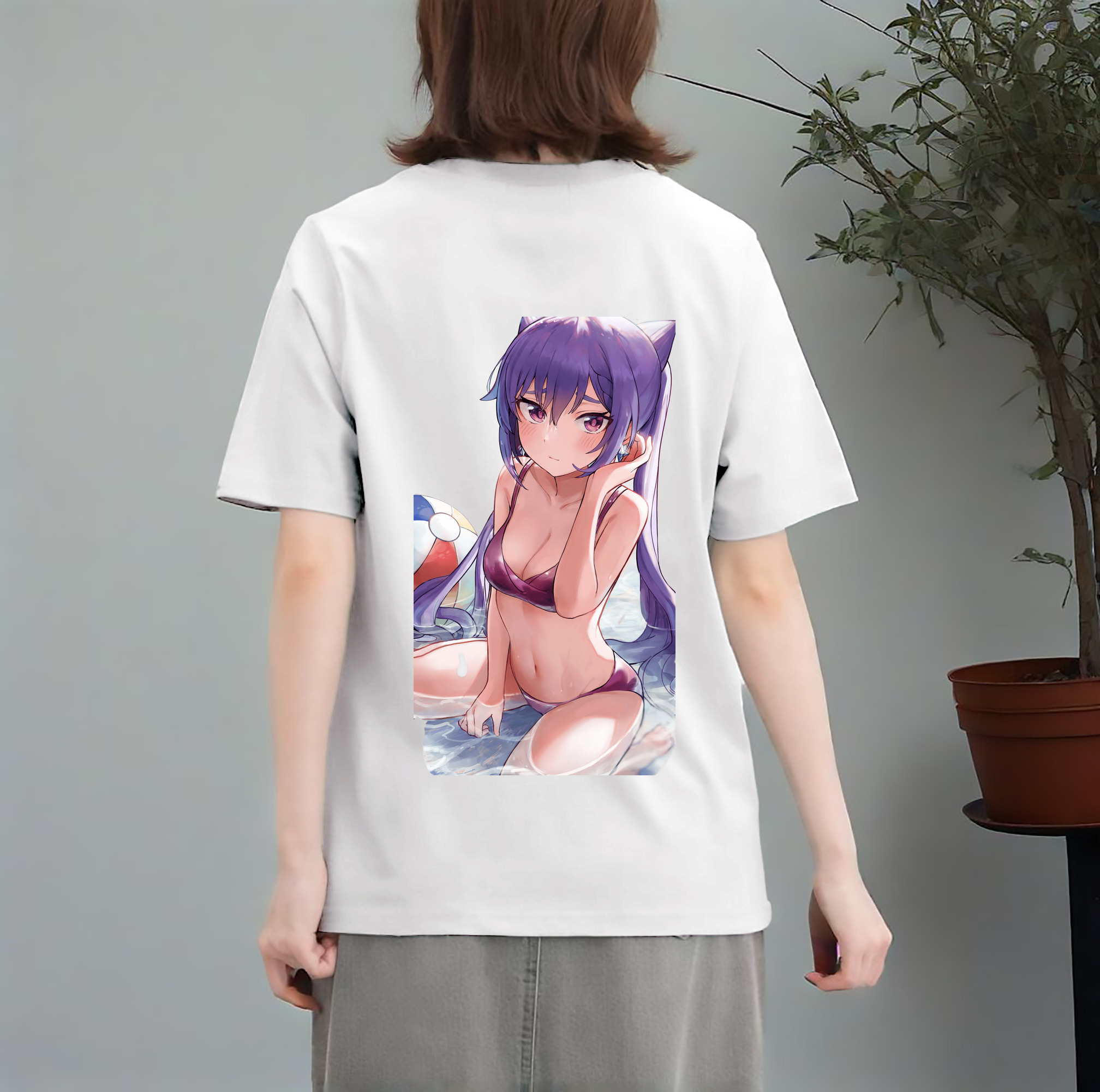 げんし神 刻晴 こくせい genshin Kokusei レディース半袖Tシャツ(バックプリント)