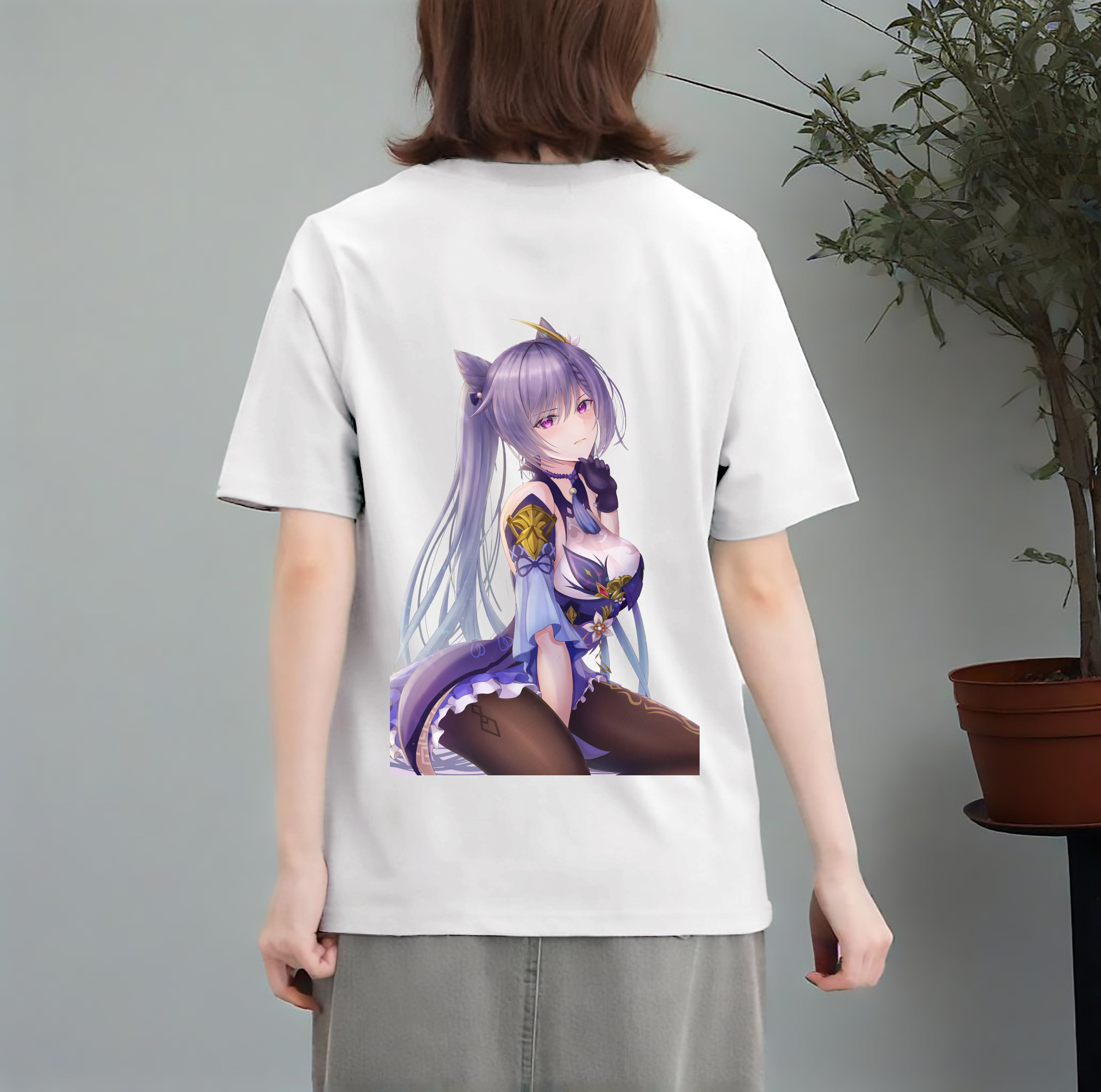 げんし神 刻晴 こくせい genshin Kokusei レディース半袖Tシャツ(バックプリント)