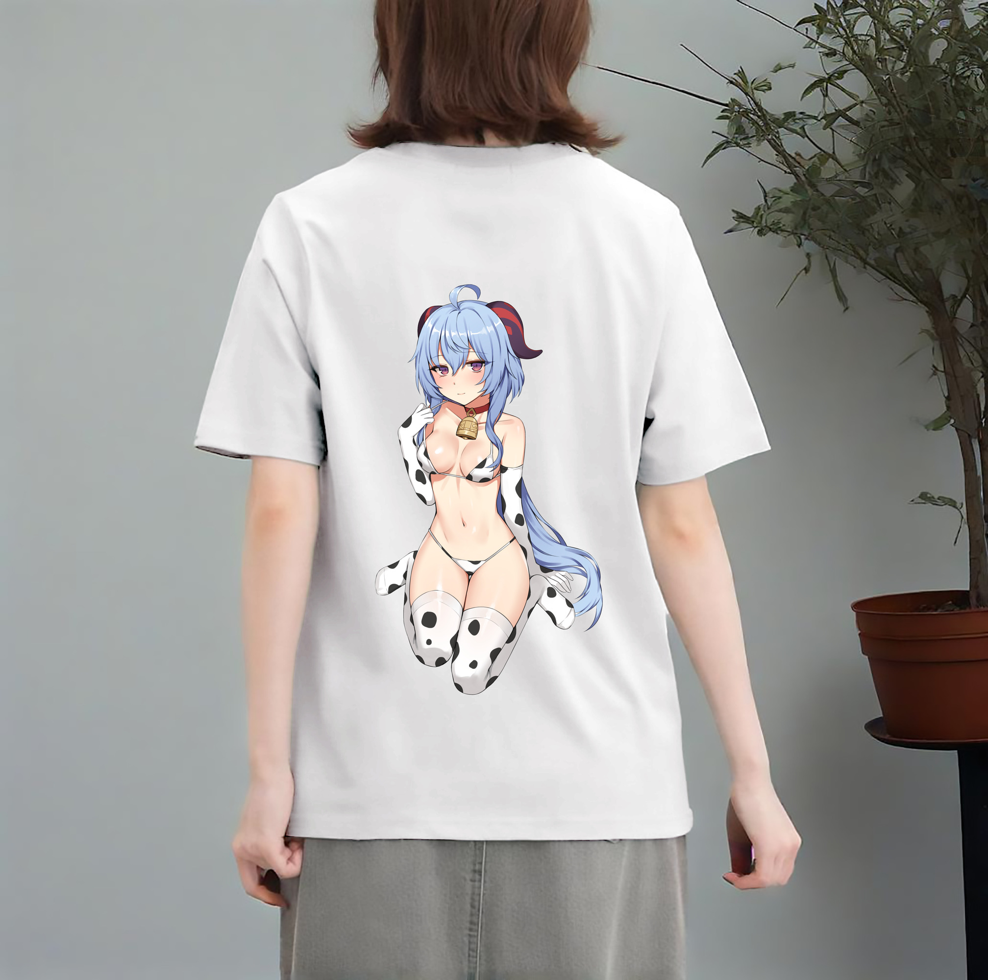 げんし神 甘雨 かんう genshin Ganyu レディース半袖Tシャツ(バックプリント)