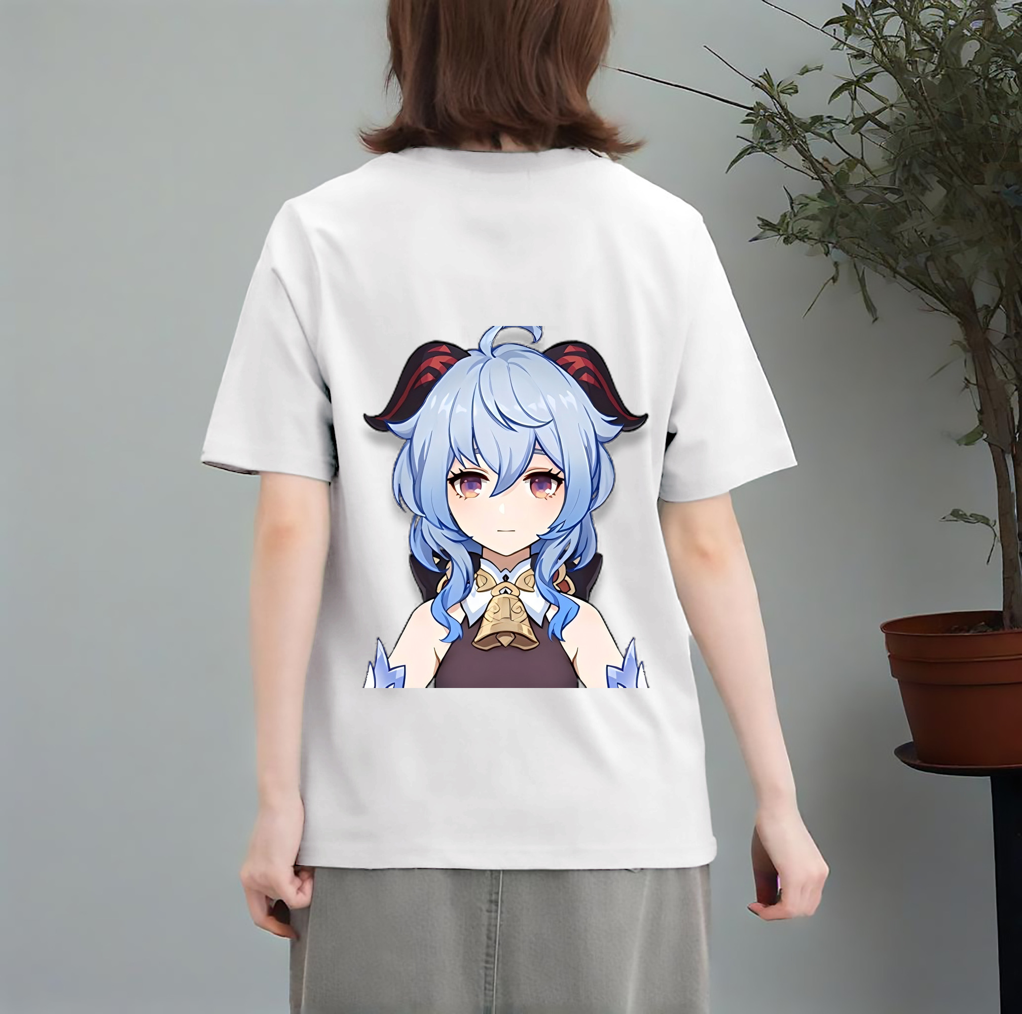 げんし神 甘雨 かんう genshin Ganyu レディース半袖Tシャツ(バックプリント)