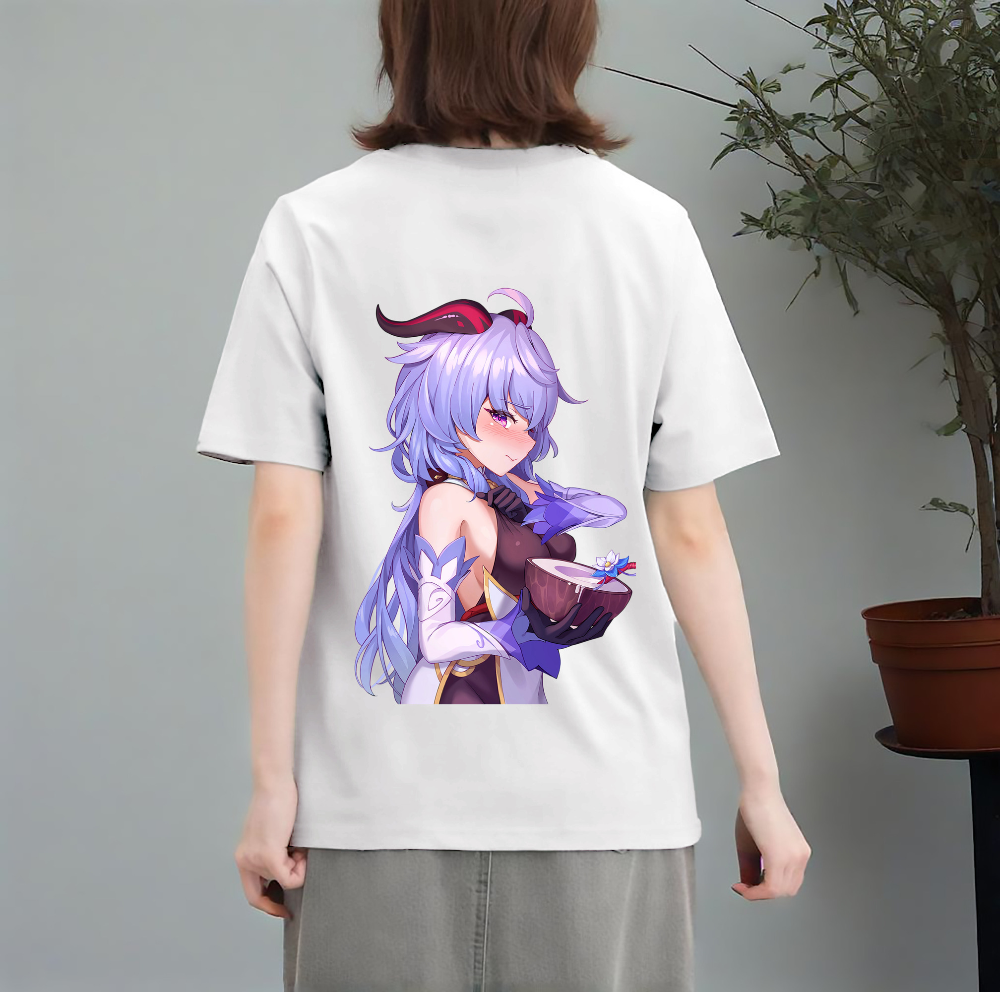 げんし神 甘雨 かんう genshin Ganyu レディース半袖Tシャツ(バックプリント)