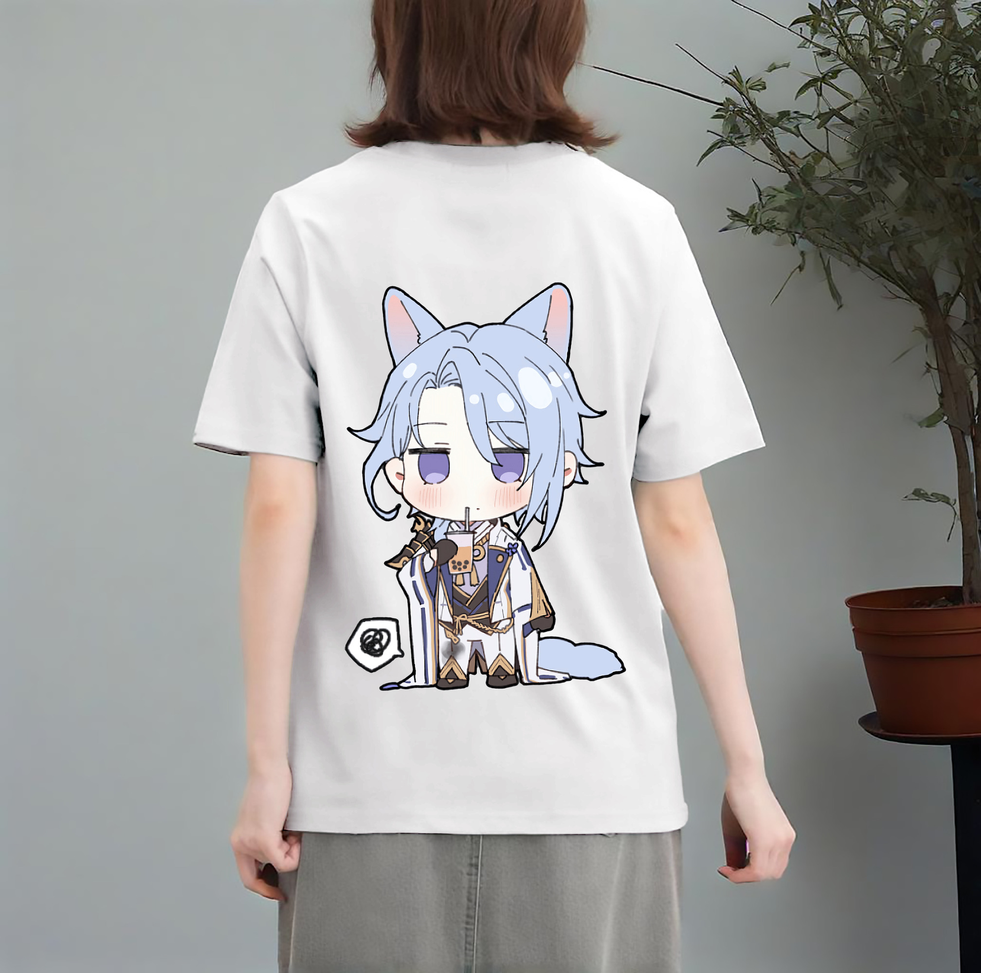 げんし神 神里綾人 かみさとあやと genshin Kamisato Ayato レディース半袖Tシャツ(バックプリント)