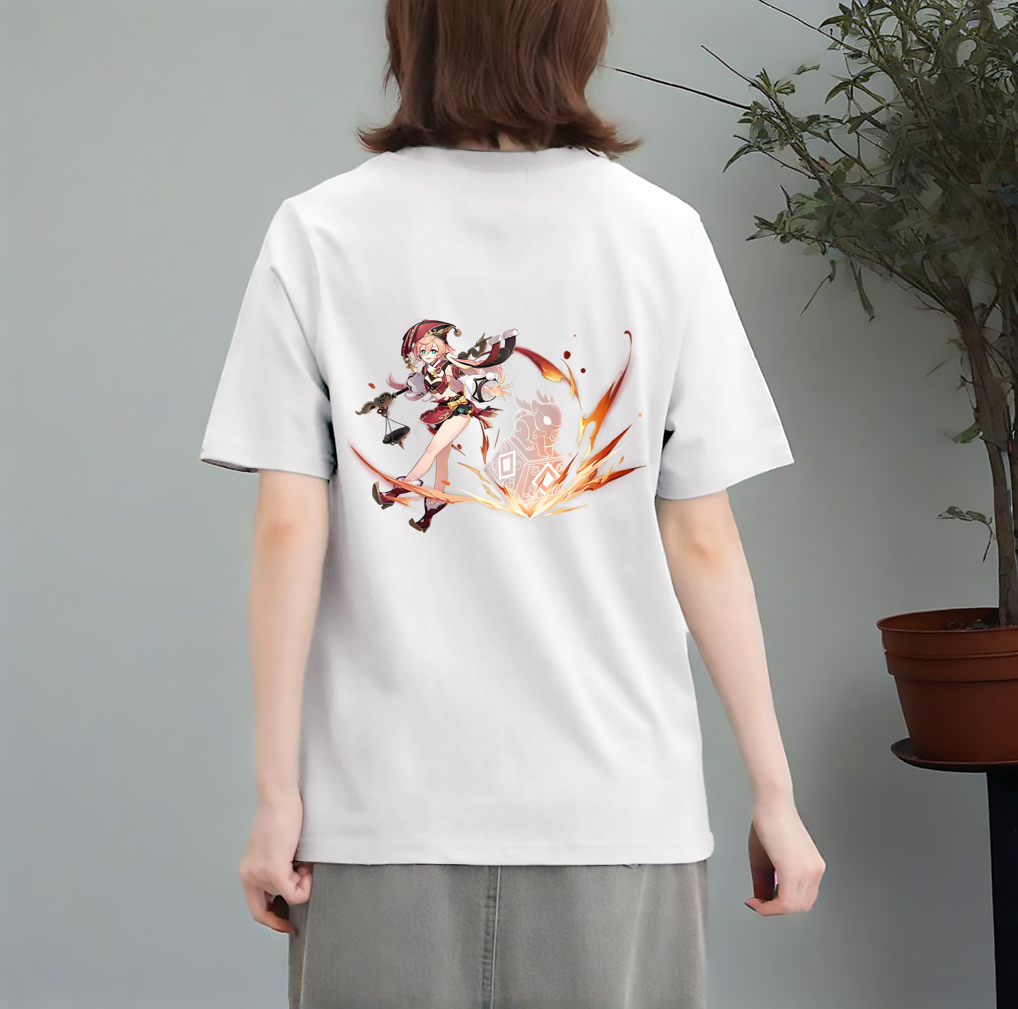 げんし神 ヤンフェイ genshin Yanfei レディース半袖Tシャツ(バックプリント)