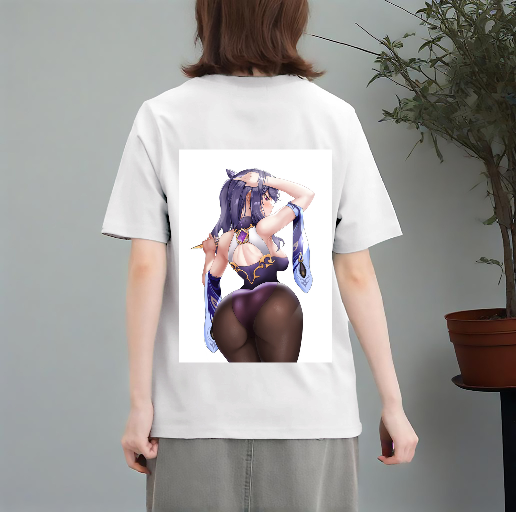 げんし神 刻晴 こくせい genshin Kokusei レディース半袖Tシャツ(バックプリント)