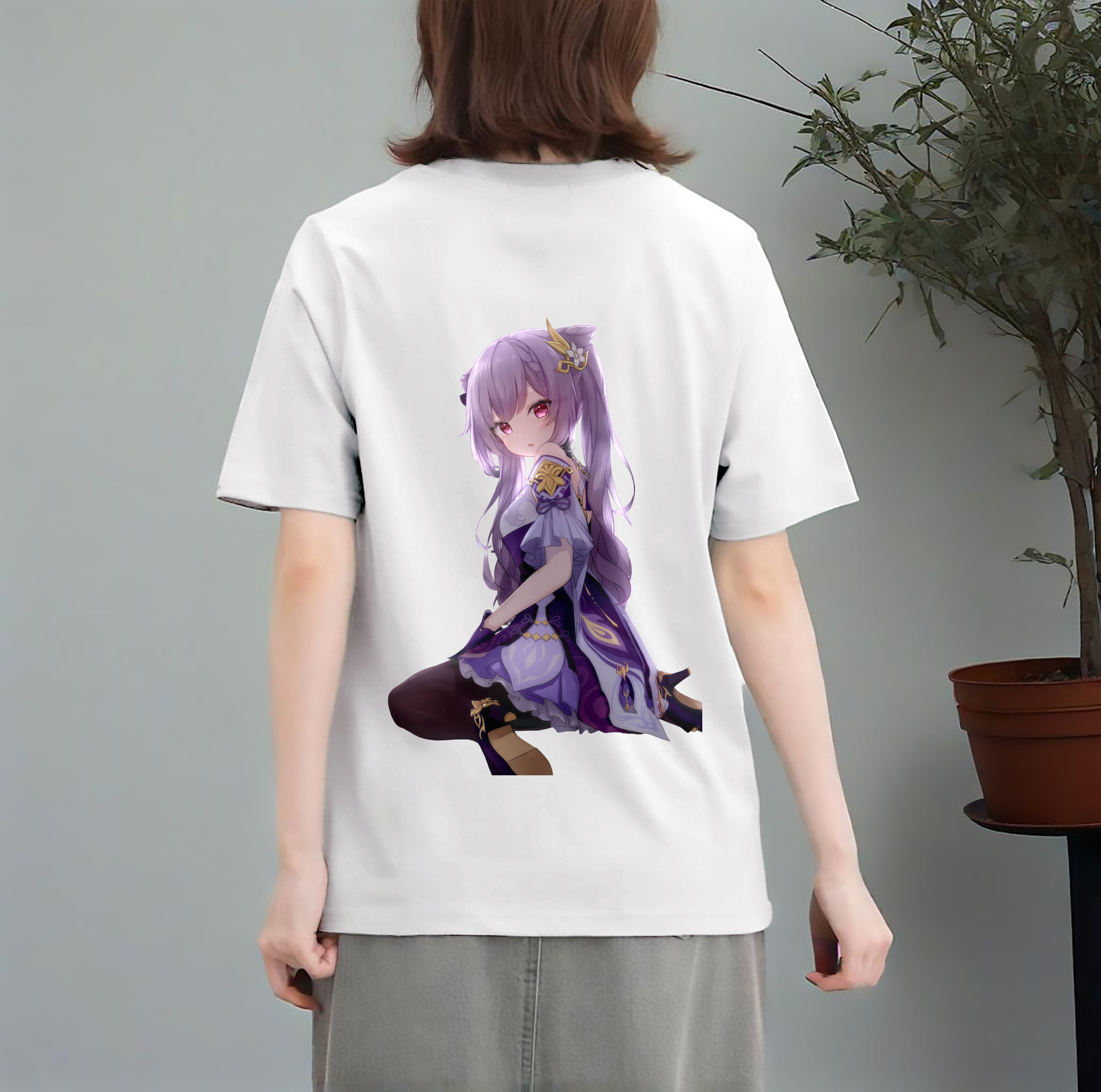 げんし神 刻晴 こくせい genshin Kokusei レディース半袖Tシャツ(バックプリント)