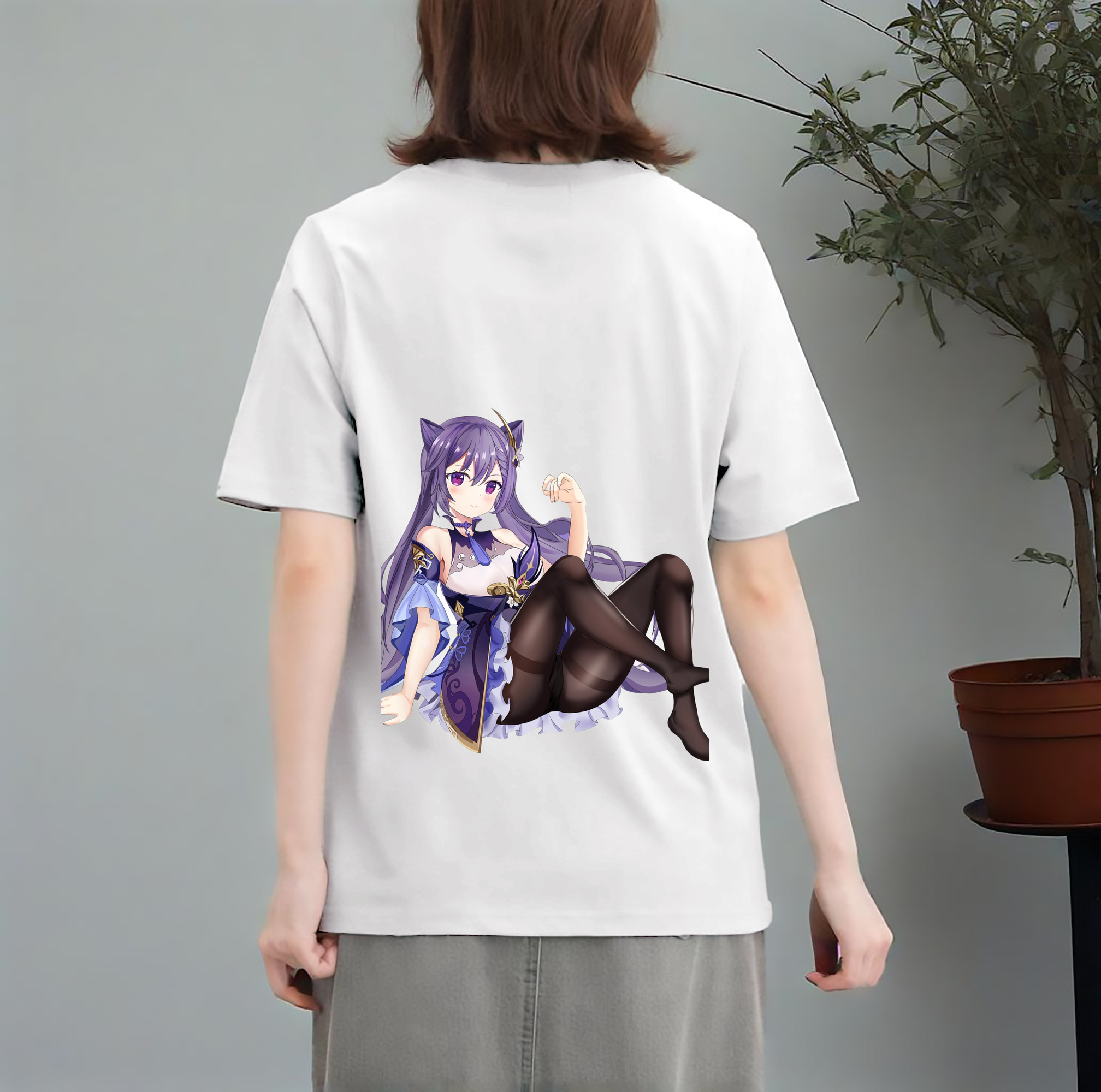 げんし神 刻晴 こくせい genshin Kokusei レディース半袖Tシャツ(バックプリント)